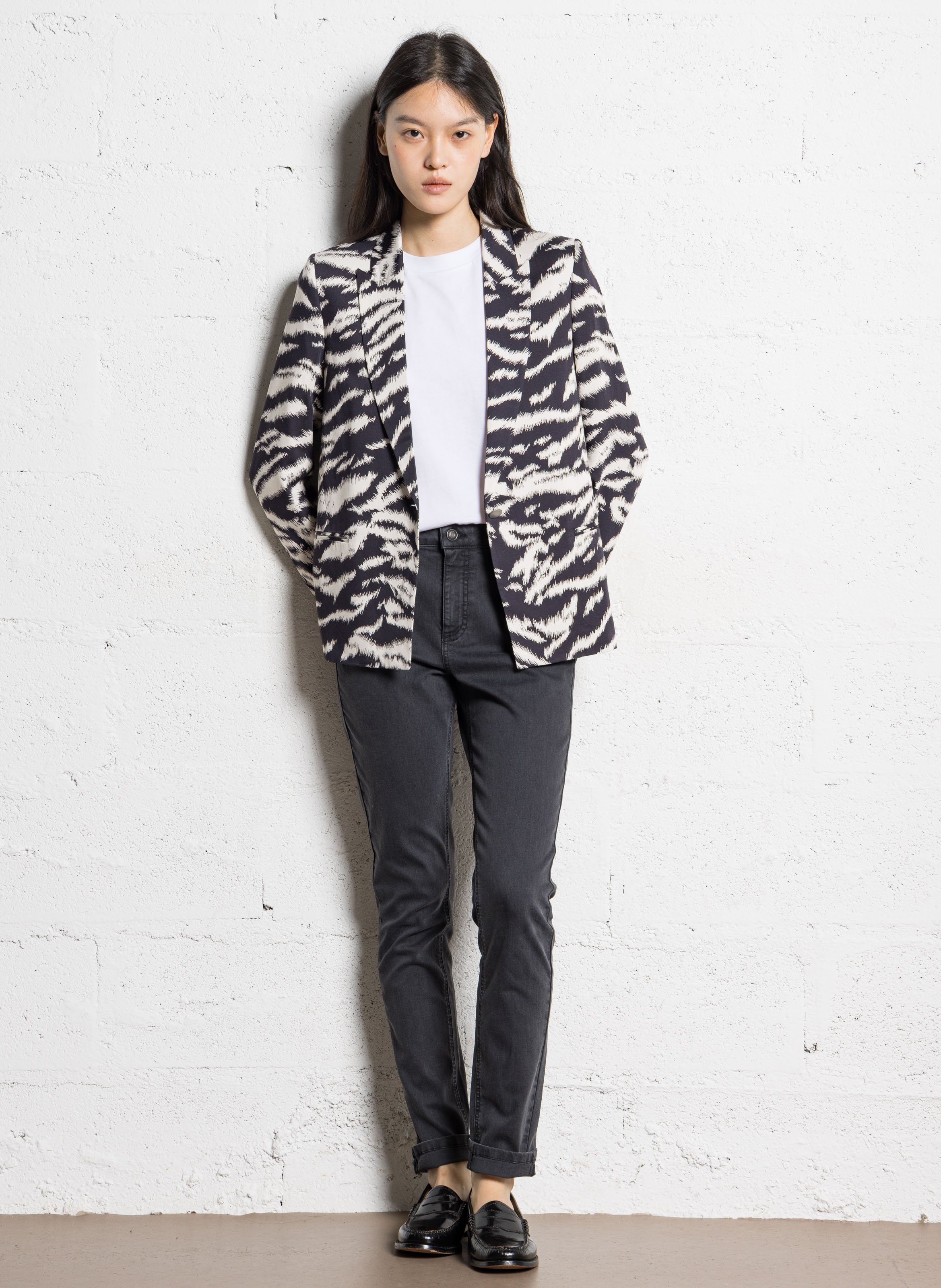 Gerade geschnittener Blazer mit Print IKKS Schwarz