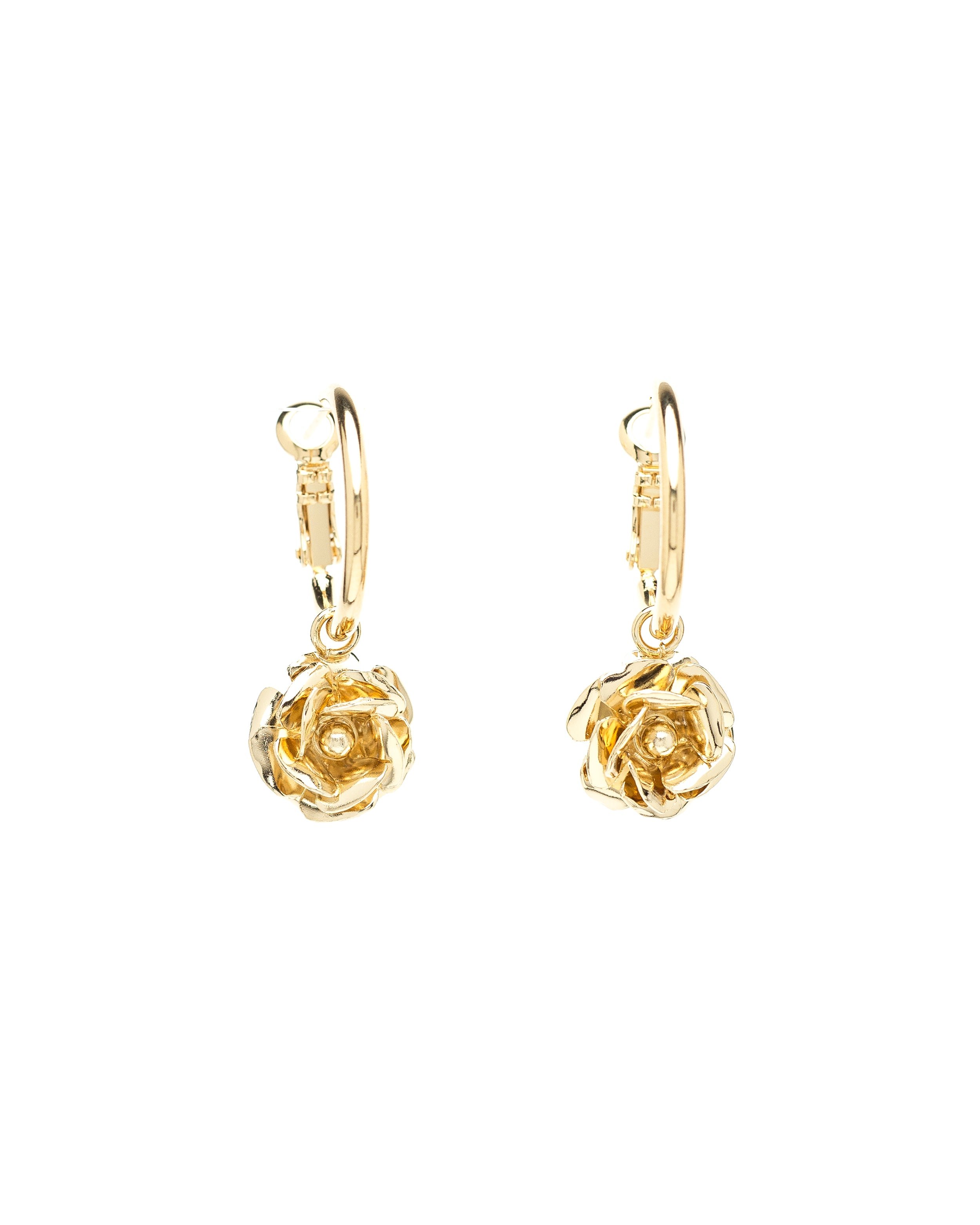 Small silver-plated flower hoop earrings MONSIEUR SIMONE Golden