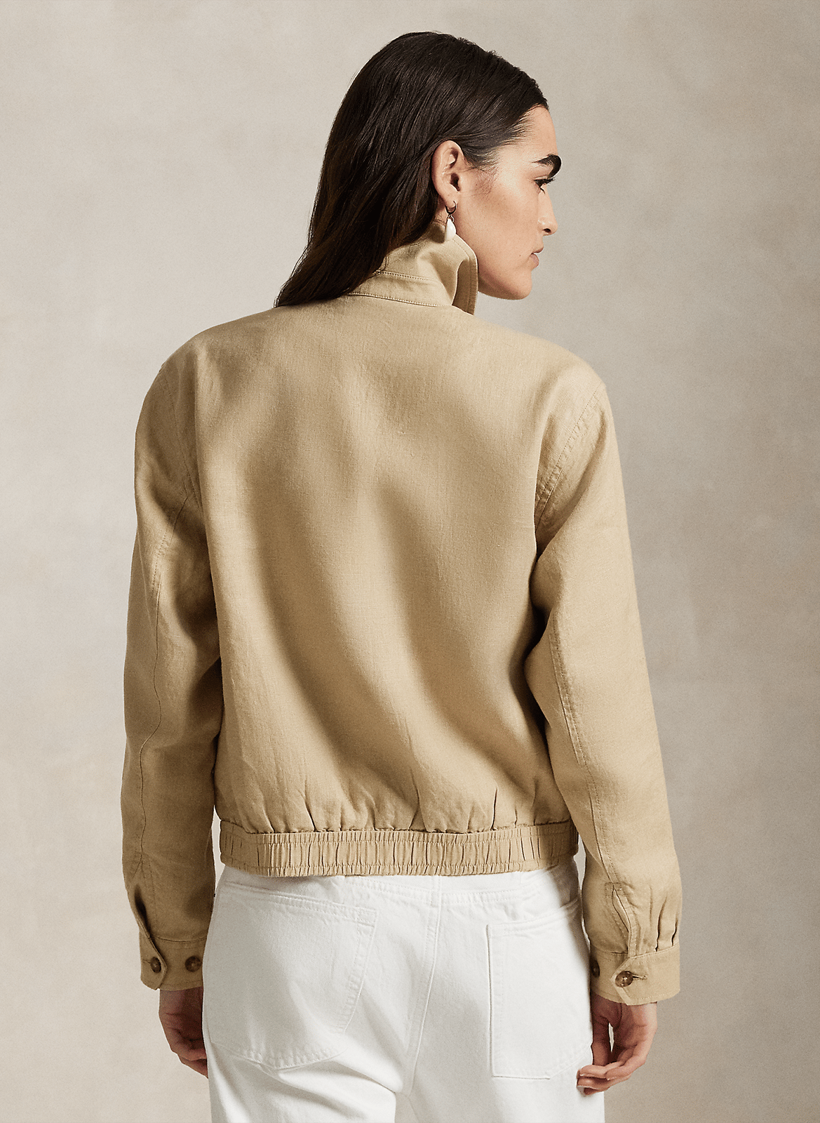 Blouson droit col classique en lin POLO RALPH LAUREN Beige