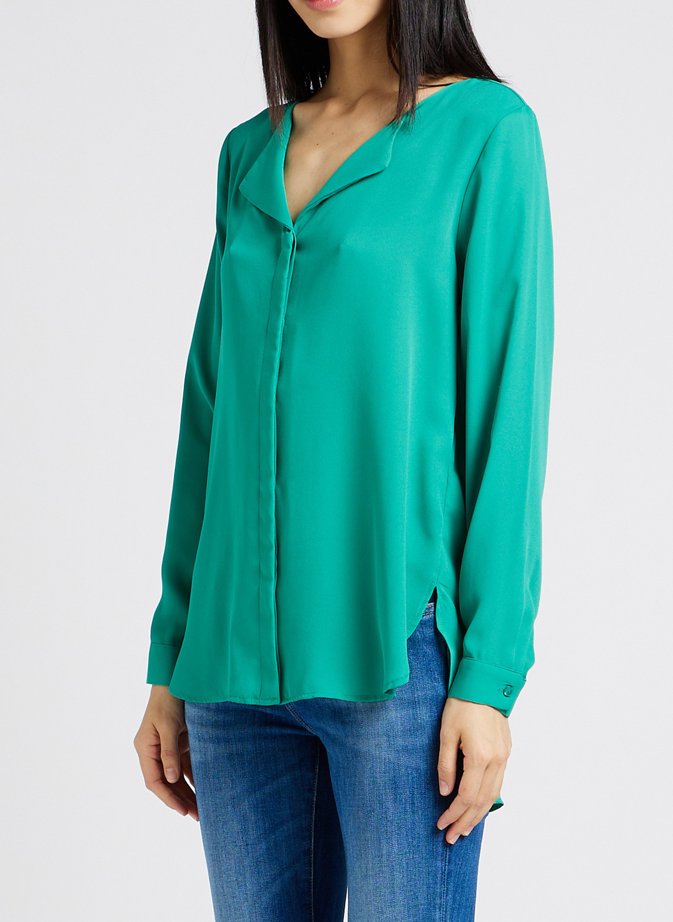 Henley-Bluse aus Crêpe VILA Grun