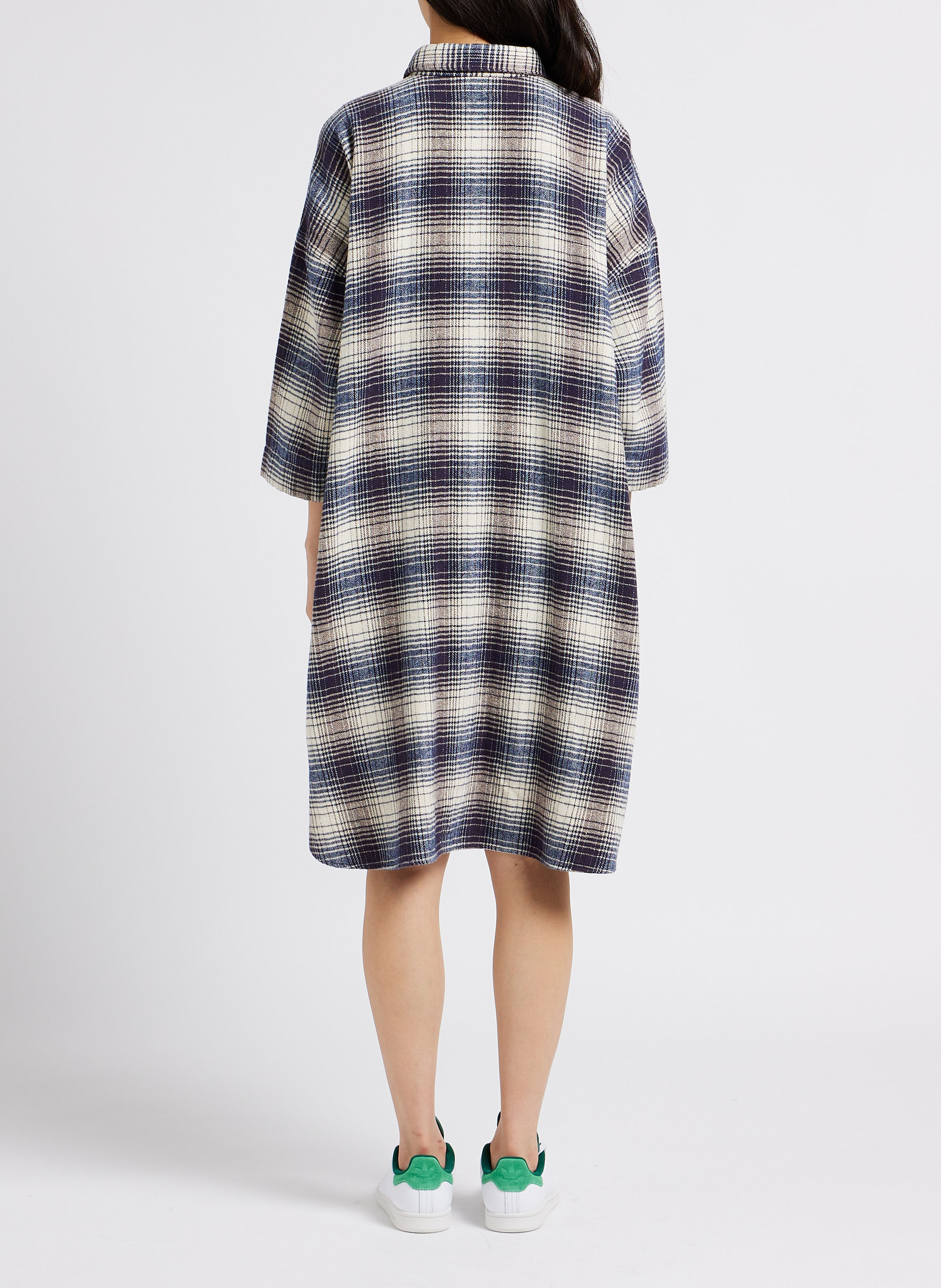 Checked cotton cardigan with classic collar BELLEROSE Green