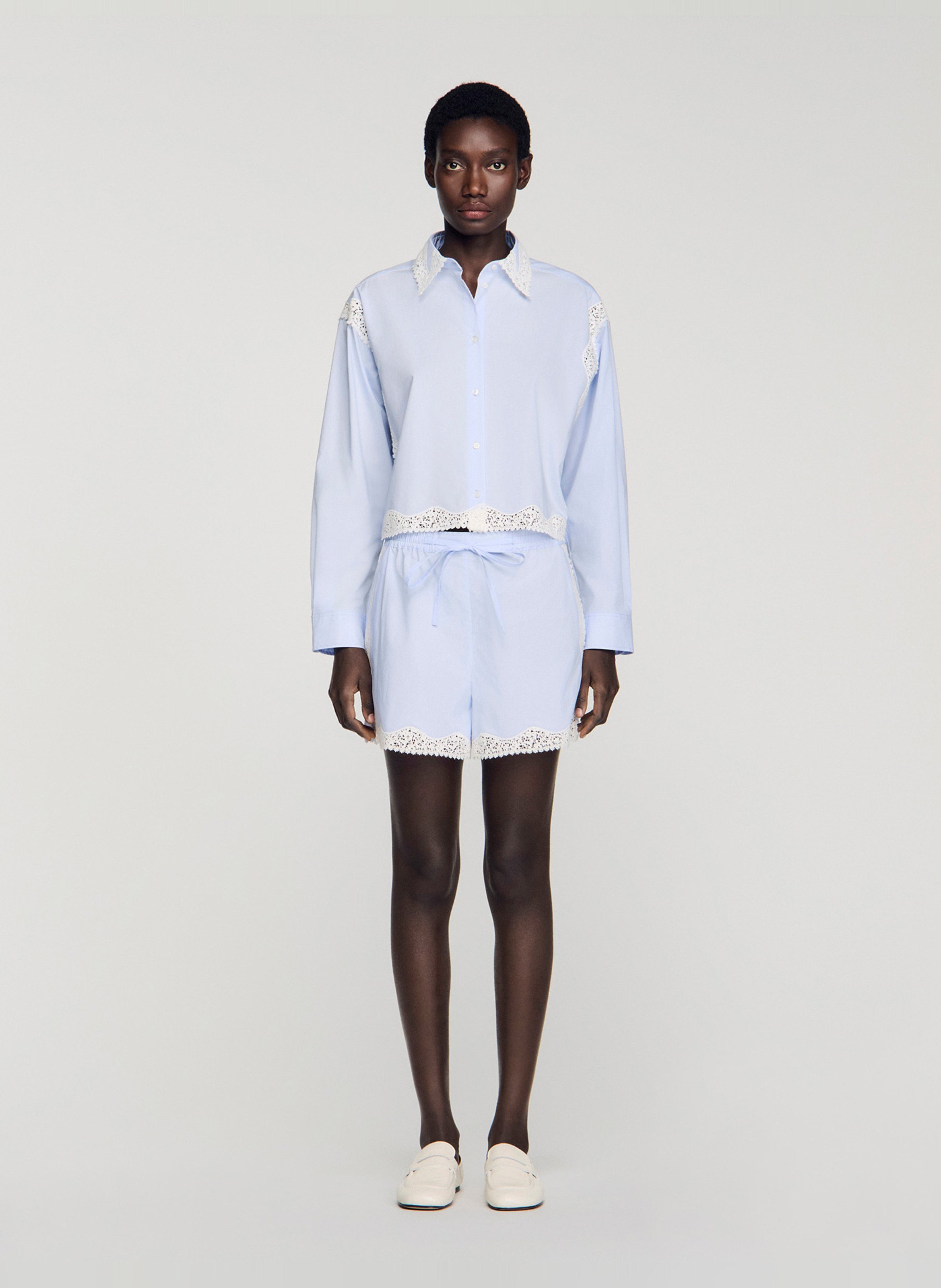 Cotton shirt with classic collar SANDRO Blue