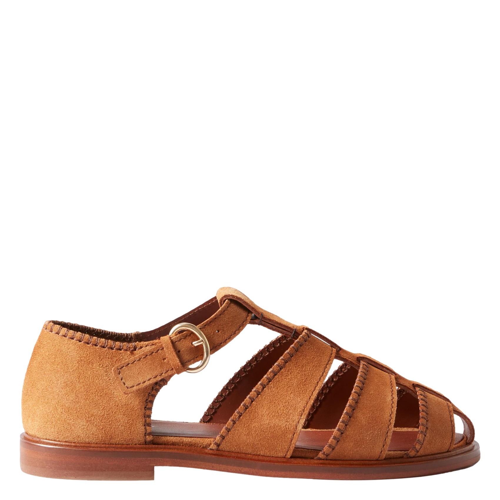 Platte sandalen met uitsparingen van suède leer CLAUDIE PIERLOT Beige