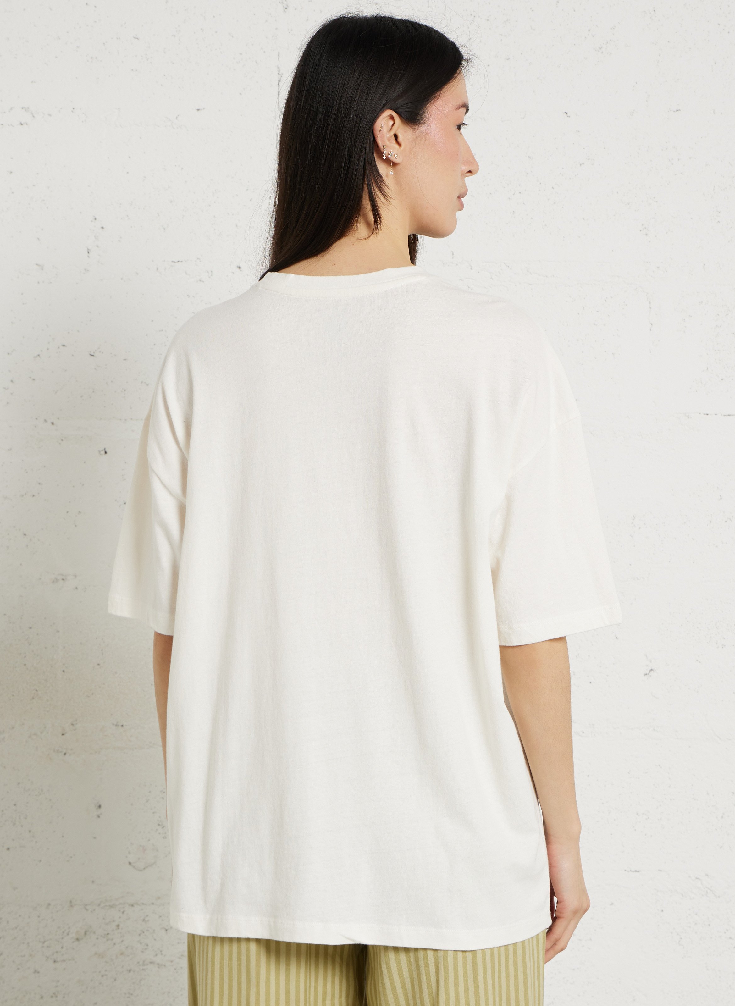 Tee-shirt ample col rond imprimé en coton BILLABONG Blanc