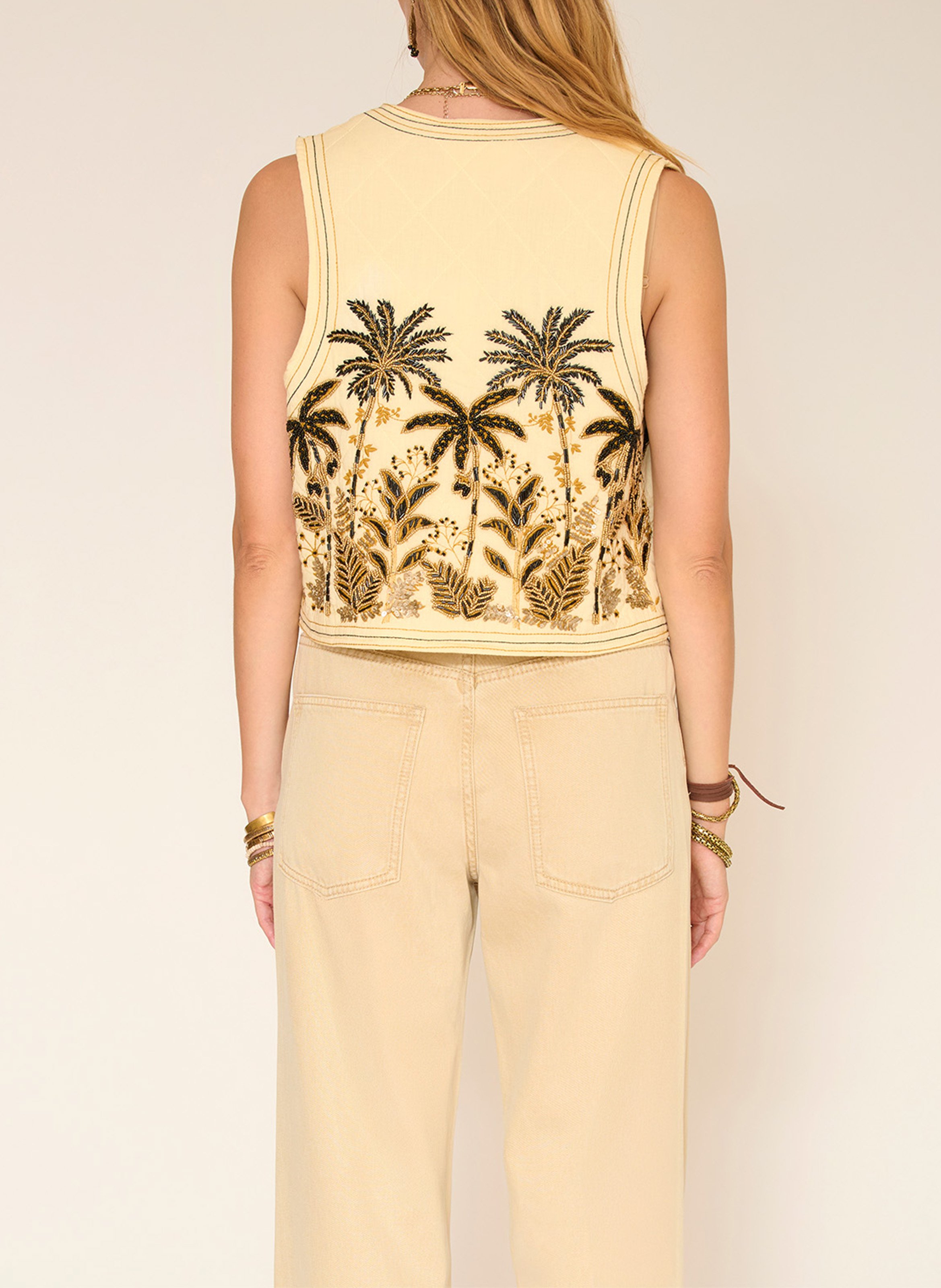 Baumwoll-Strickjacke mit Rundhalsausschnitt MKT Beige