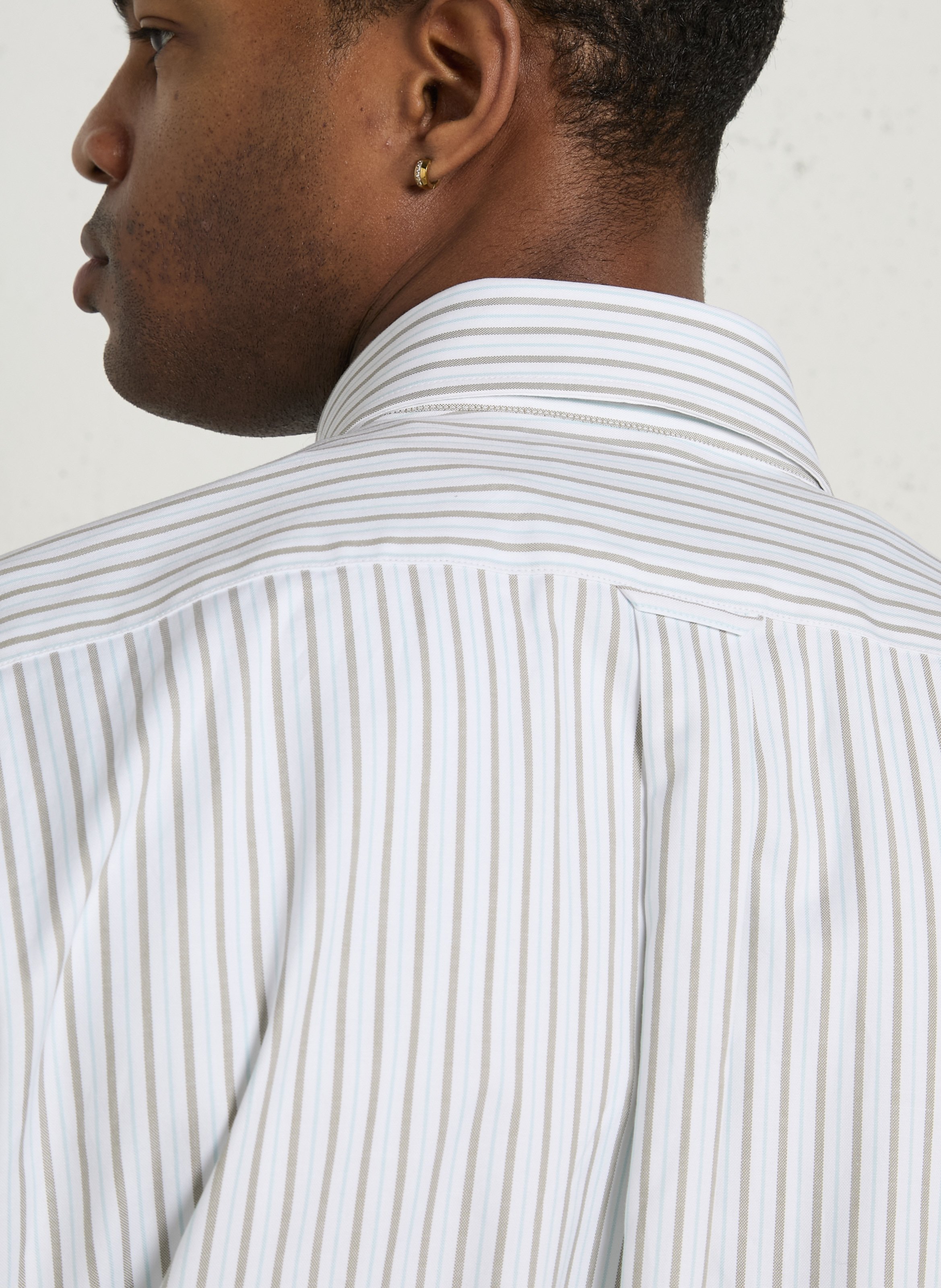 Chemise oversize col classique en coton rayé EDEN PARK Bleu