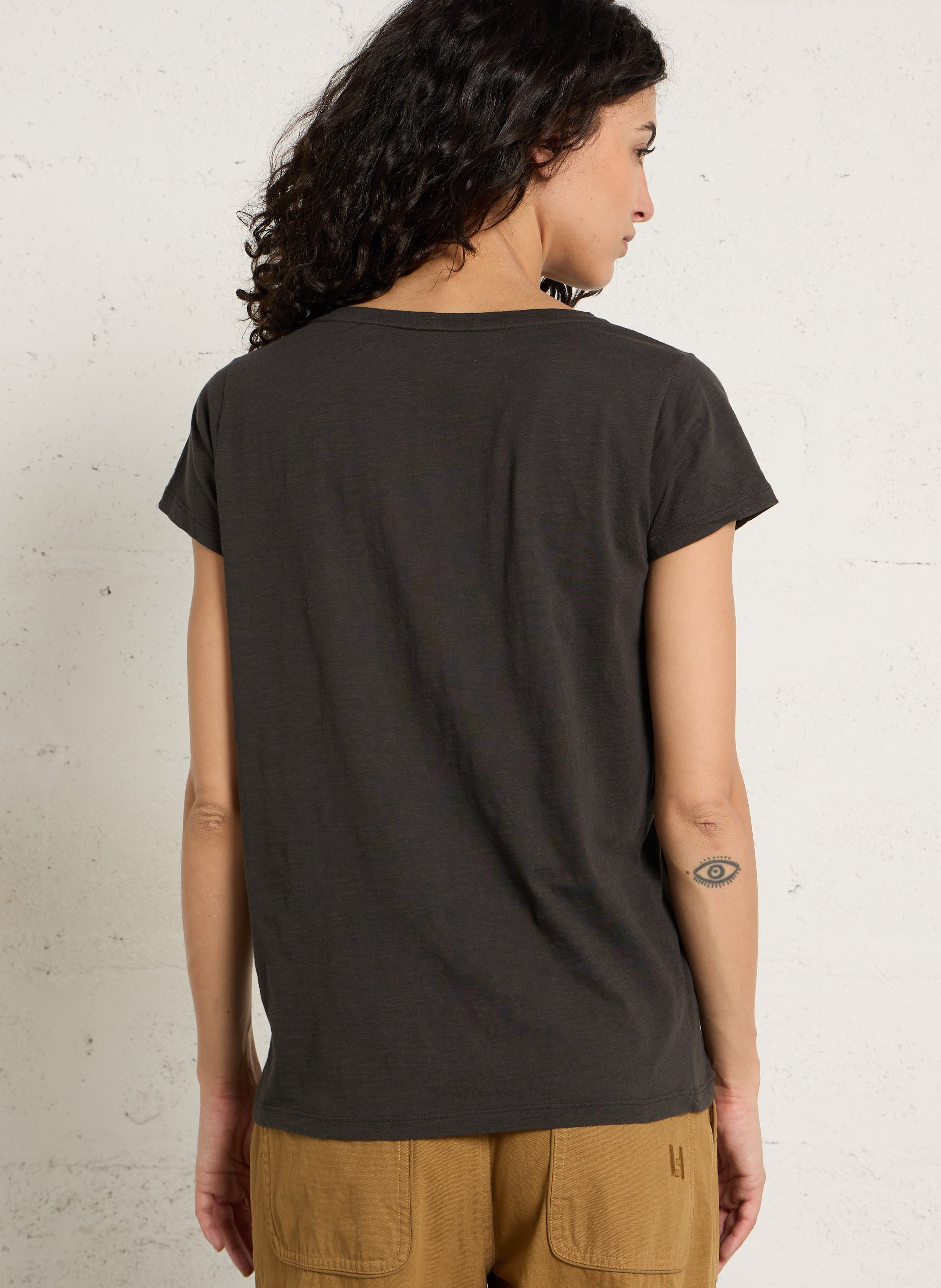 Tee-shirt col V en coton bio LEON & HARPER Gris