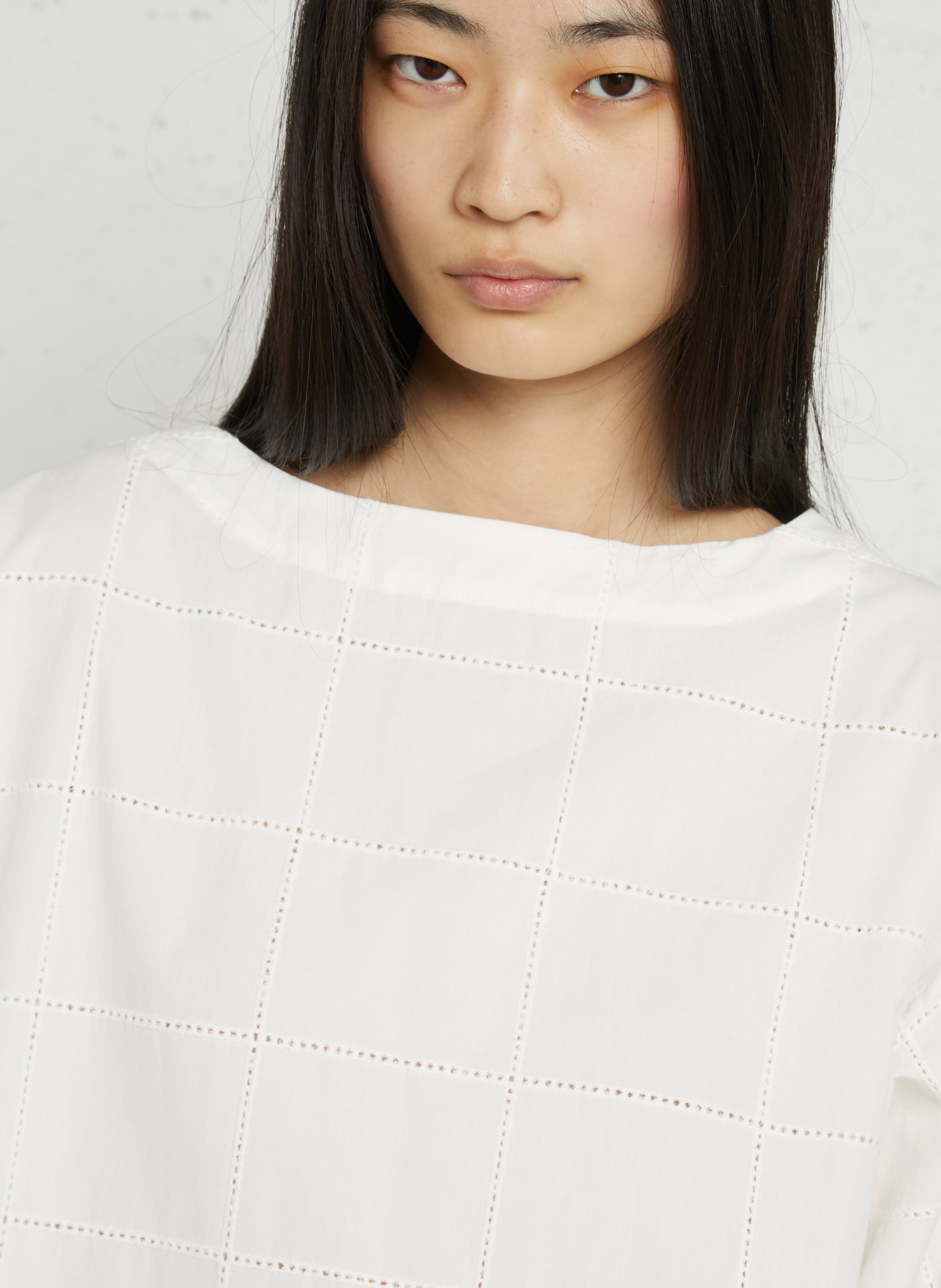 Weites Midi-Kleid mit 3/4-Ärmeln und Stickerei RUE DE TOKYO Beige