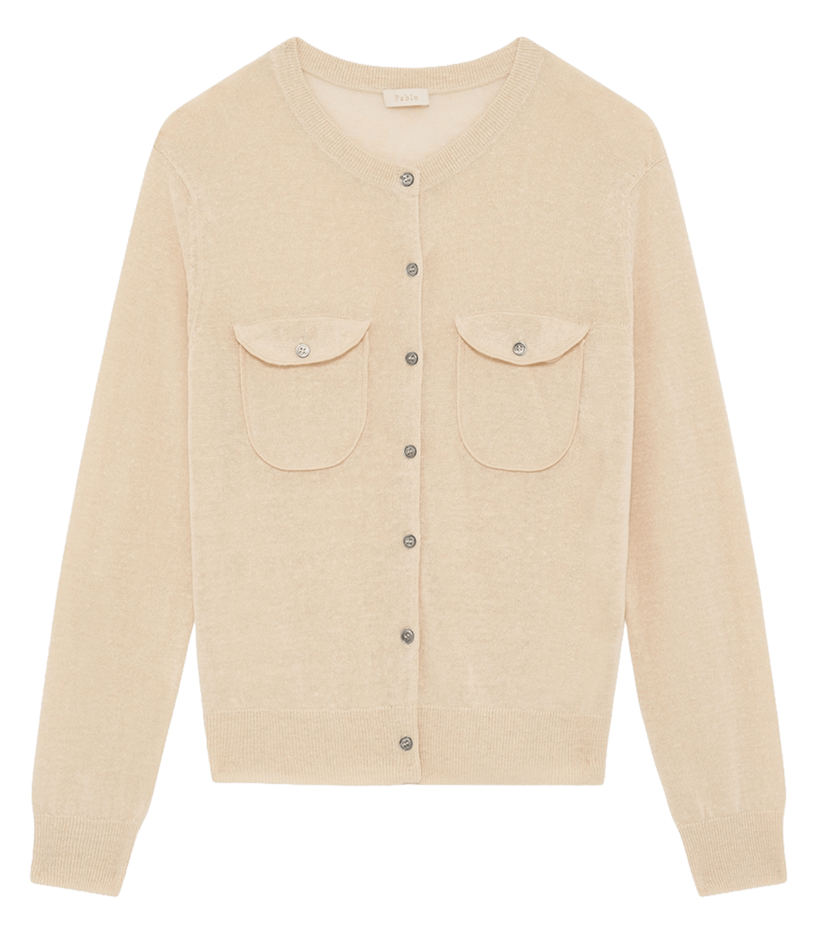 Rundhalsausschnitt aus Leinenmischung PABLO Beige