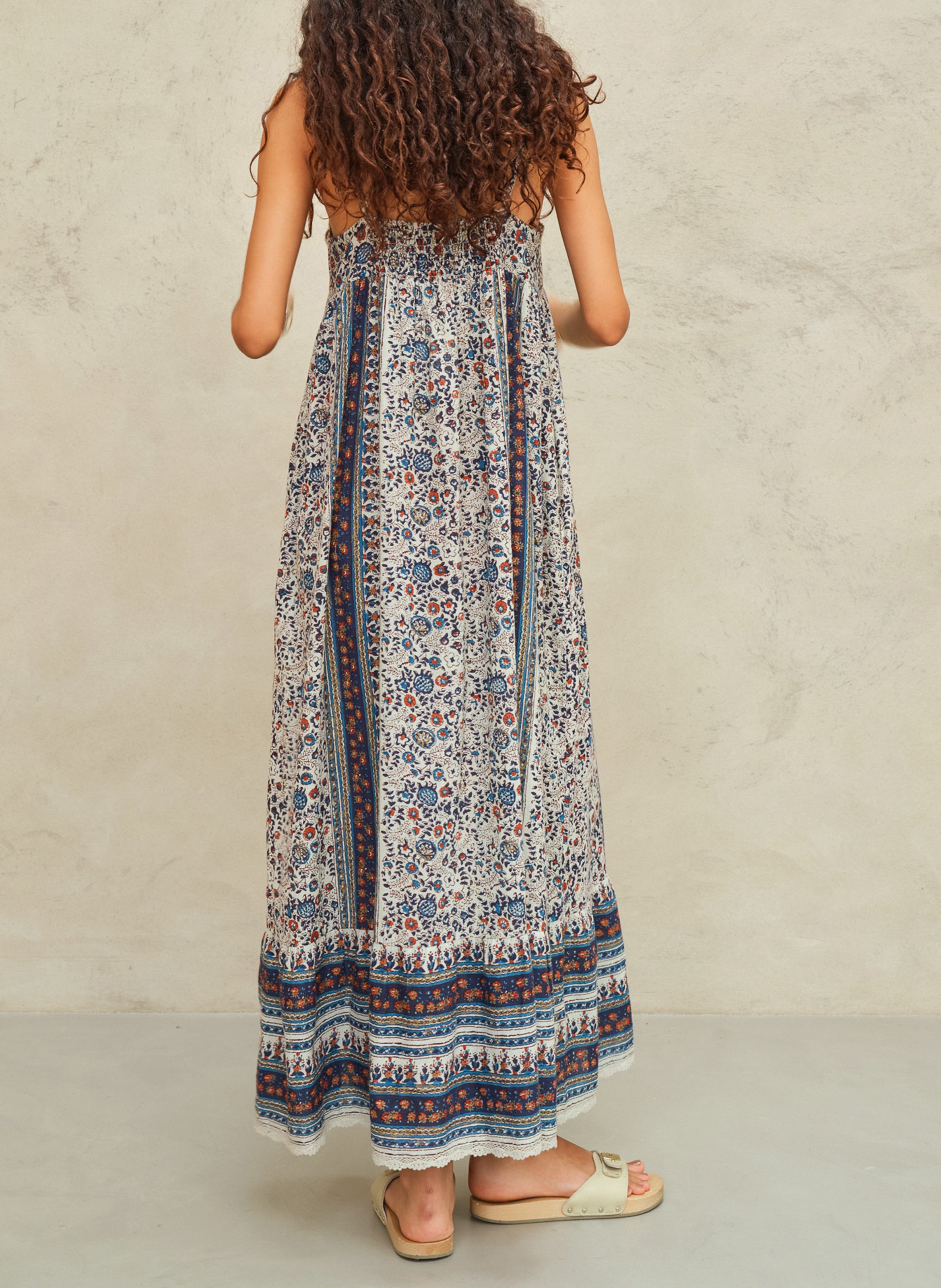 Robe longue imprimée M.A.B.E Bleu