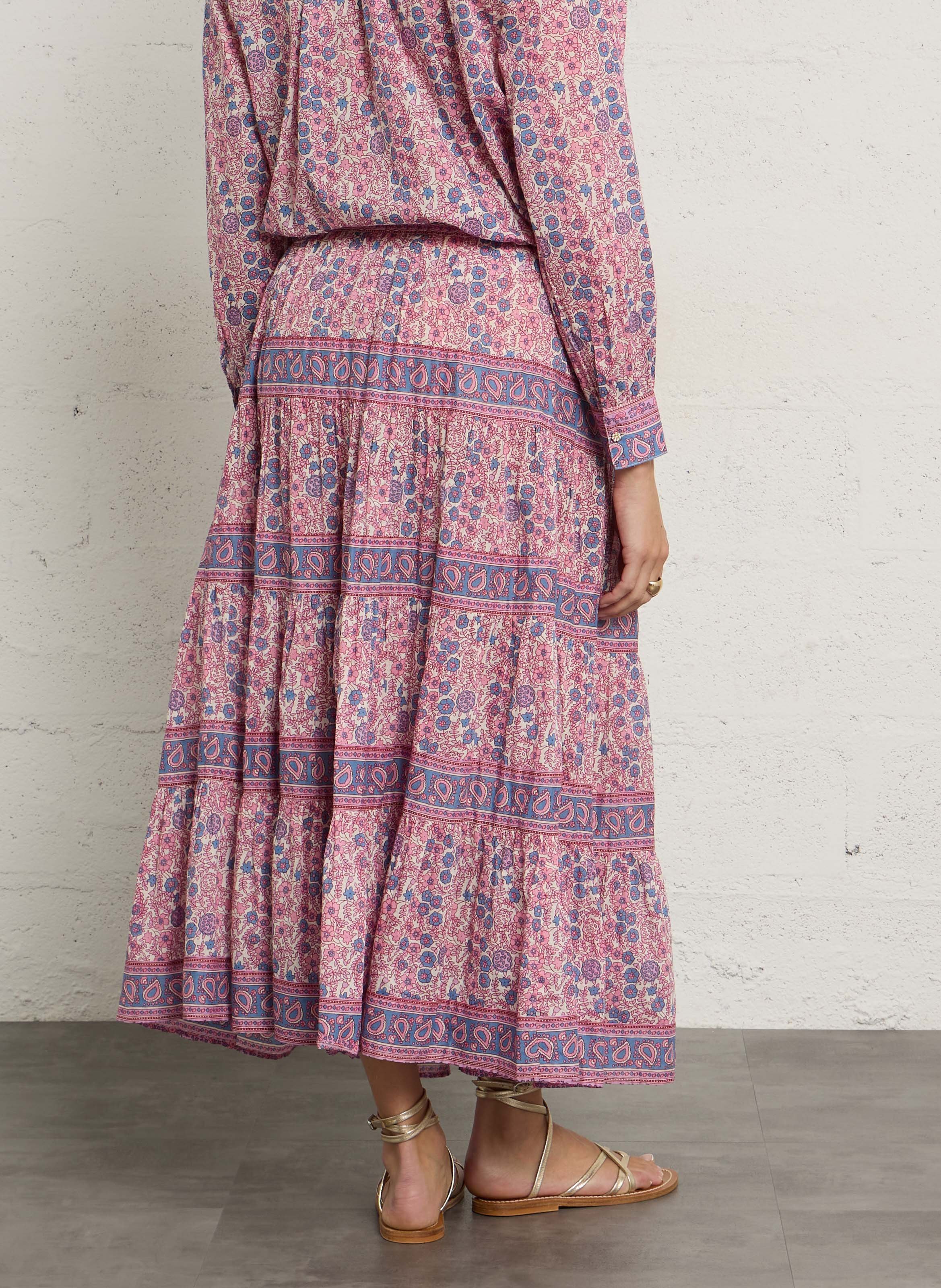 Jupe longue en coton imprimé PETITE MENDIGOTE Beige