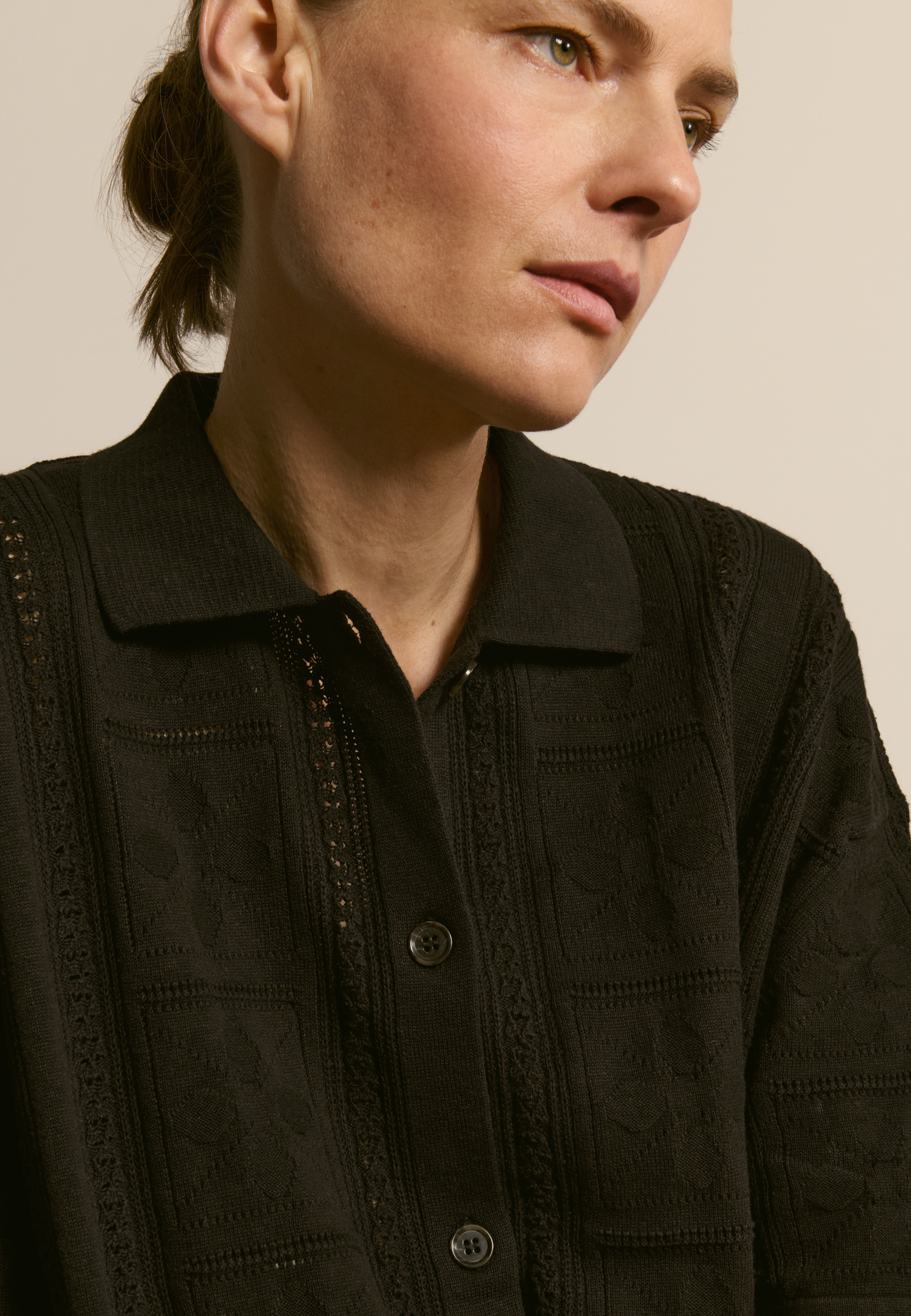 Chemise en coton ajouré MAISON MONTAGUT Noir