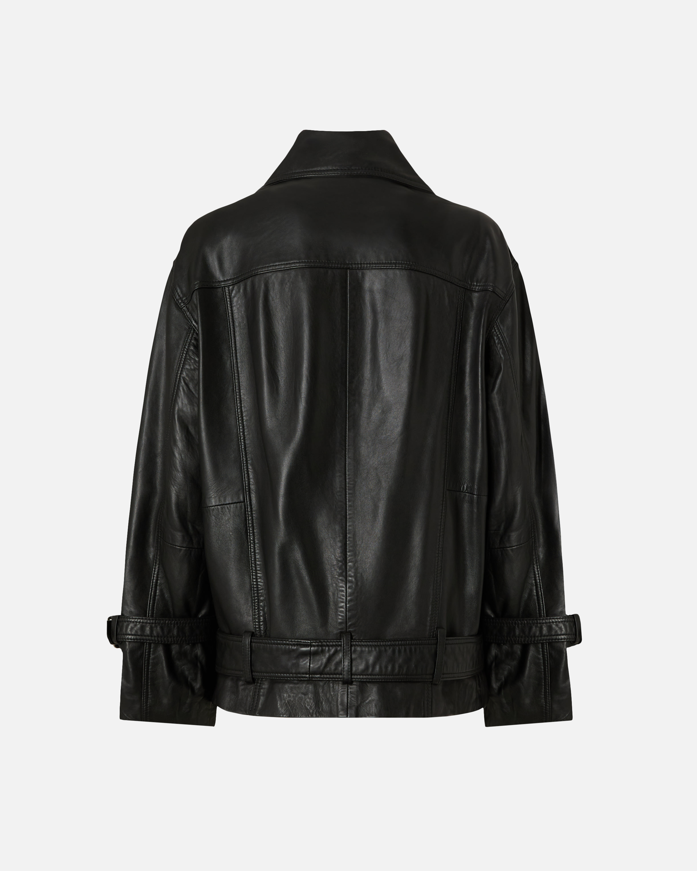 Blouson de motard en cuir PINKO Noir
