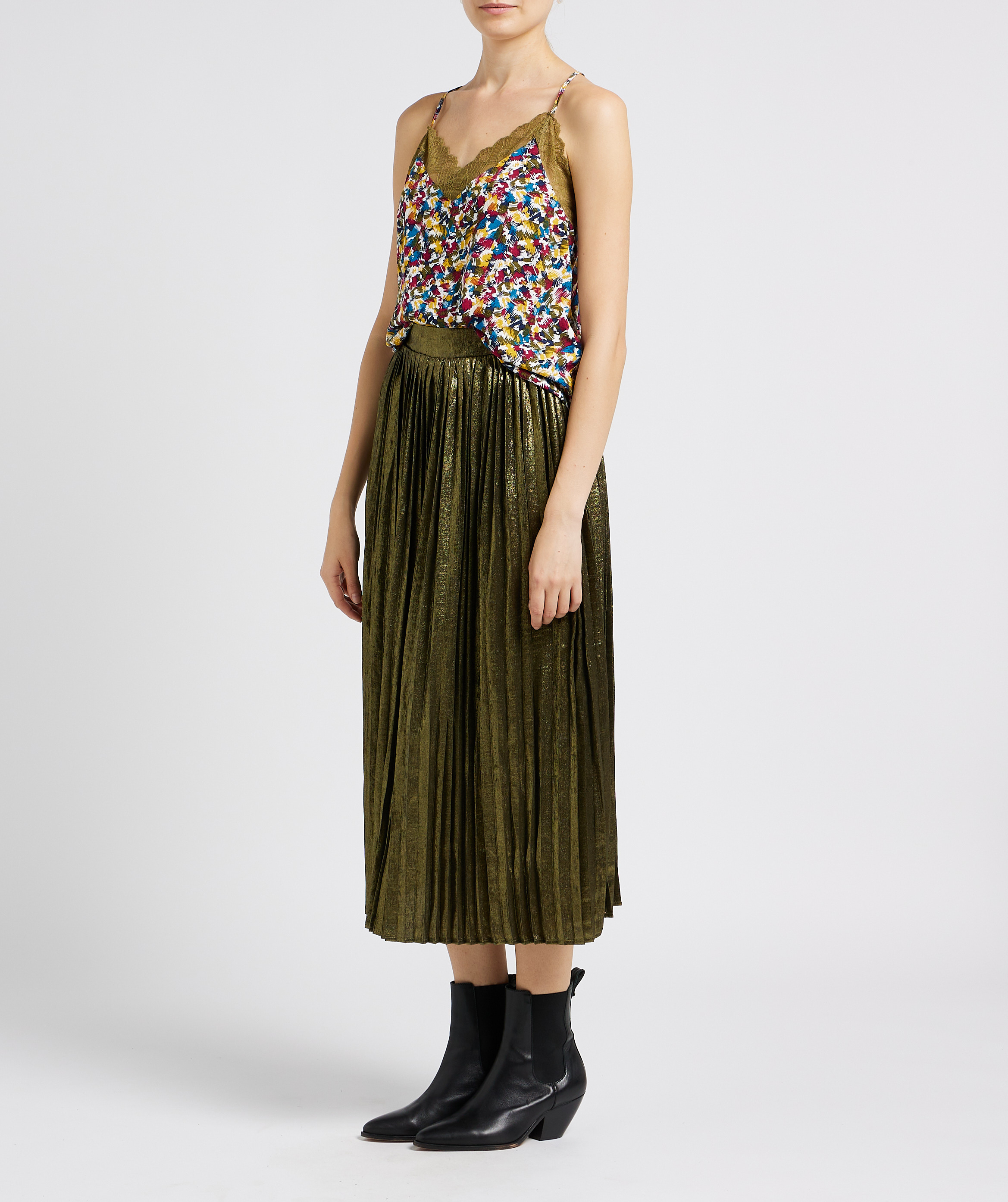 Top met print en V-hals VILA Grijs