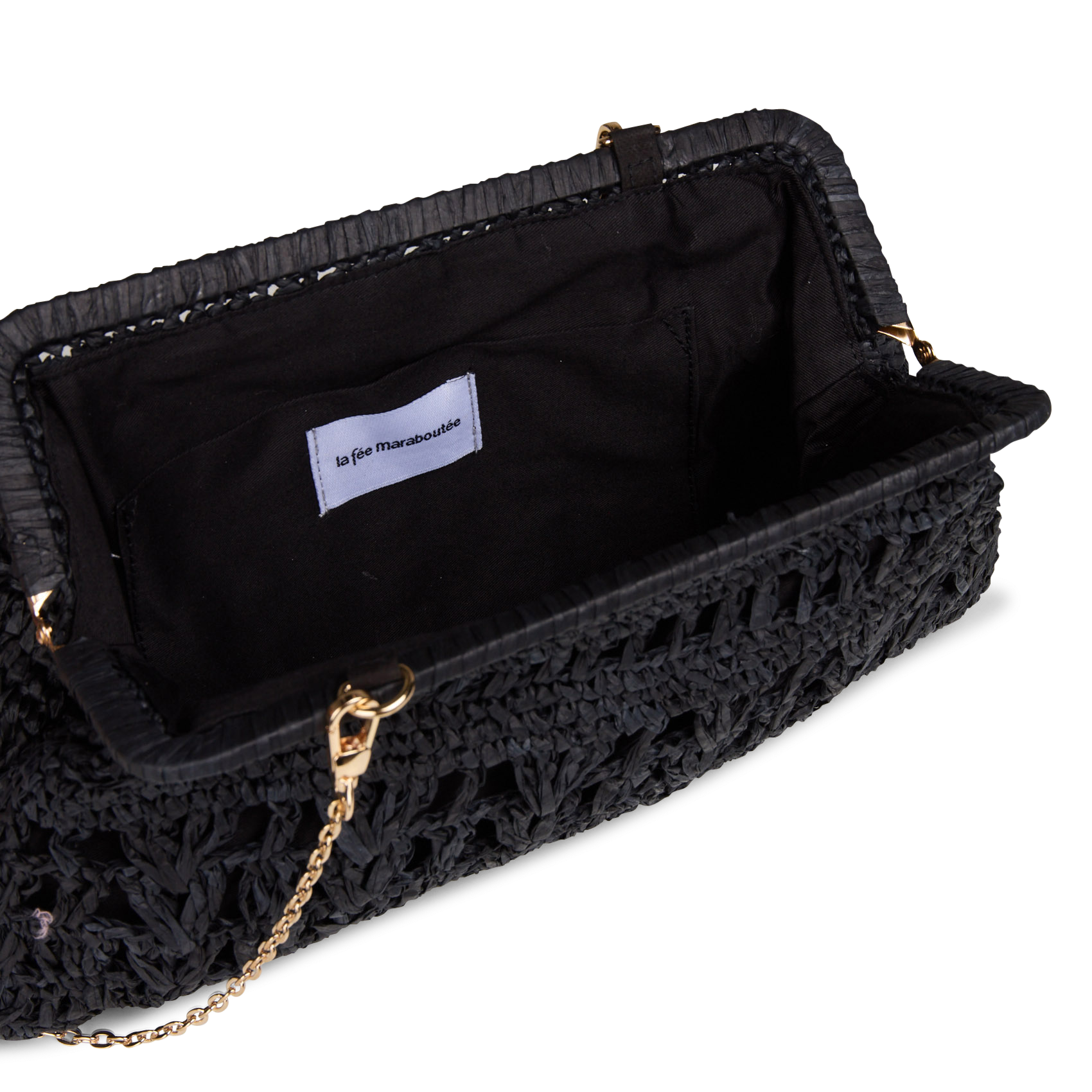 Raffia messenger bag LA FEE MARABOUTEE Black