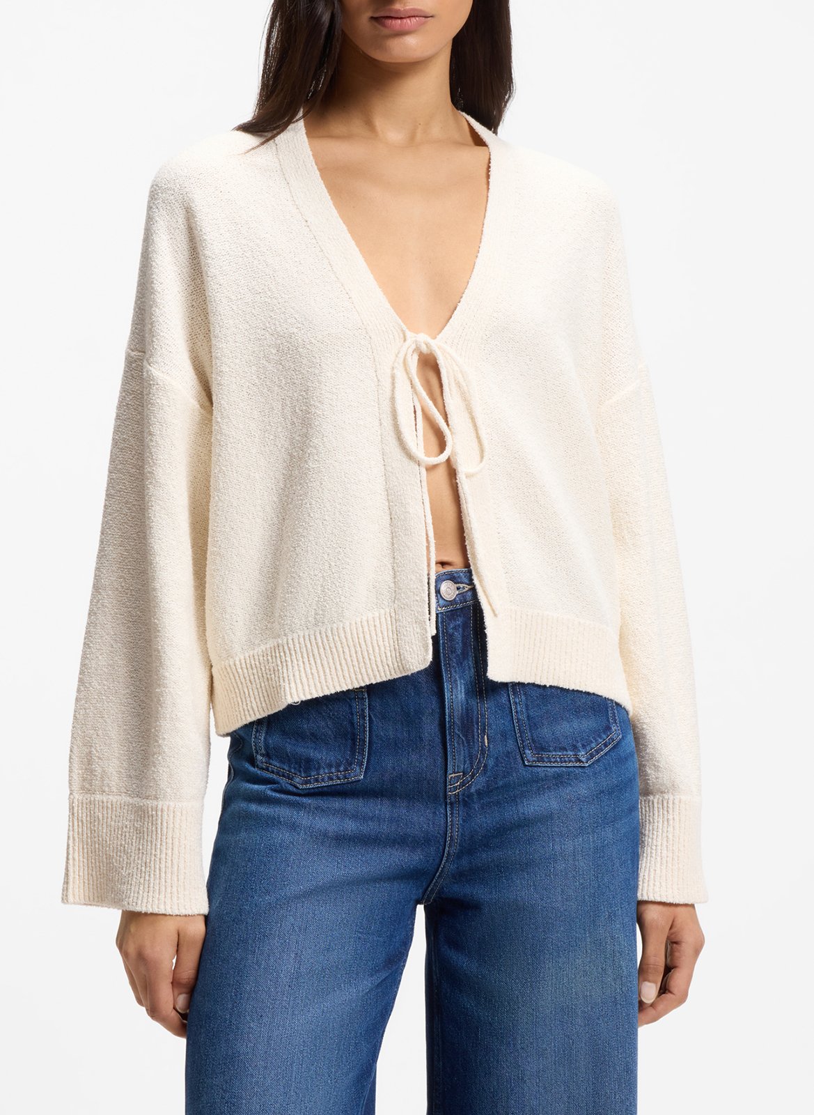 Cotton-blend straight-cut cardigan BOSS Beige