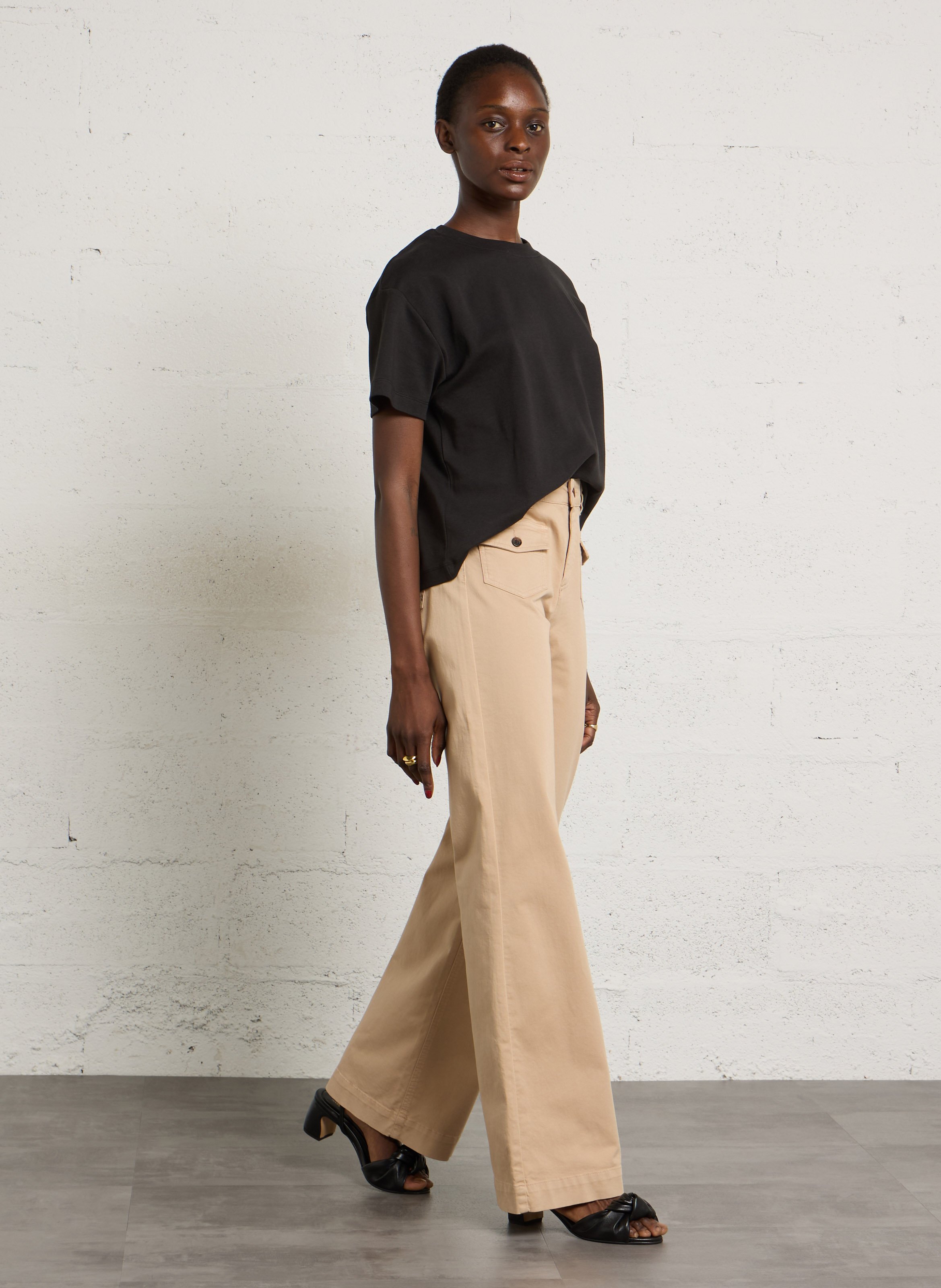 Jean large en coton MAISON 123 Beige