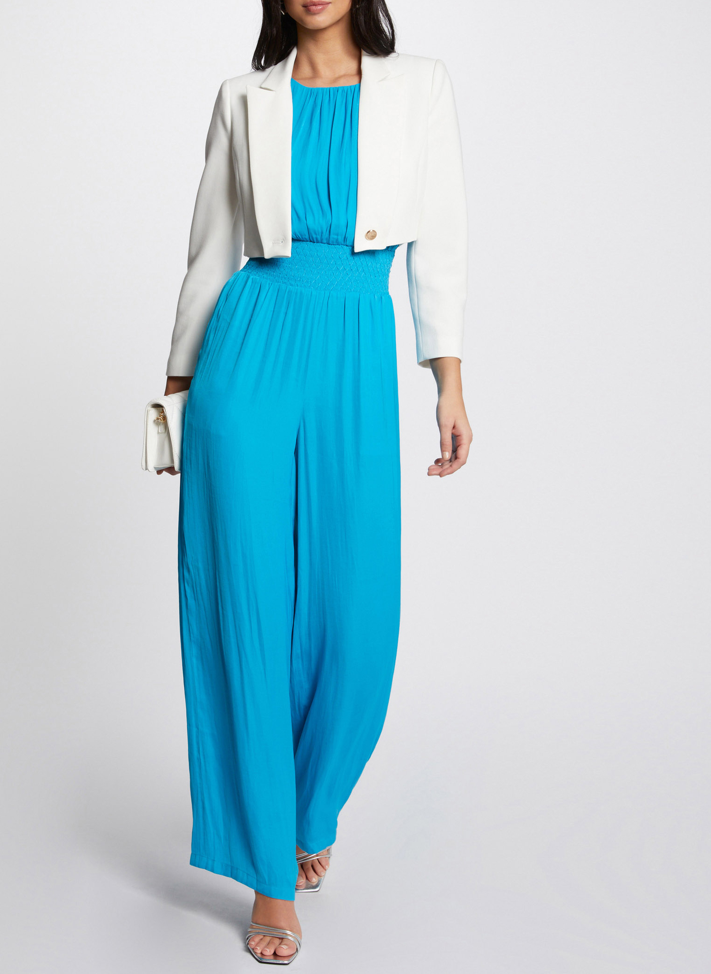 Cropped suit jacket MORGAN White