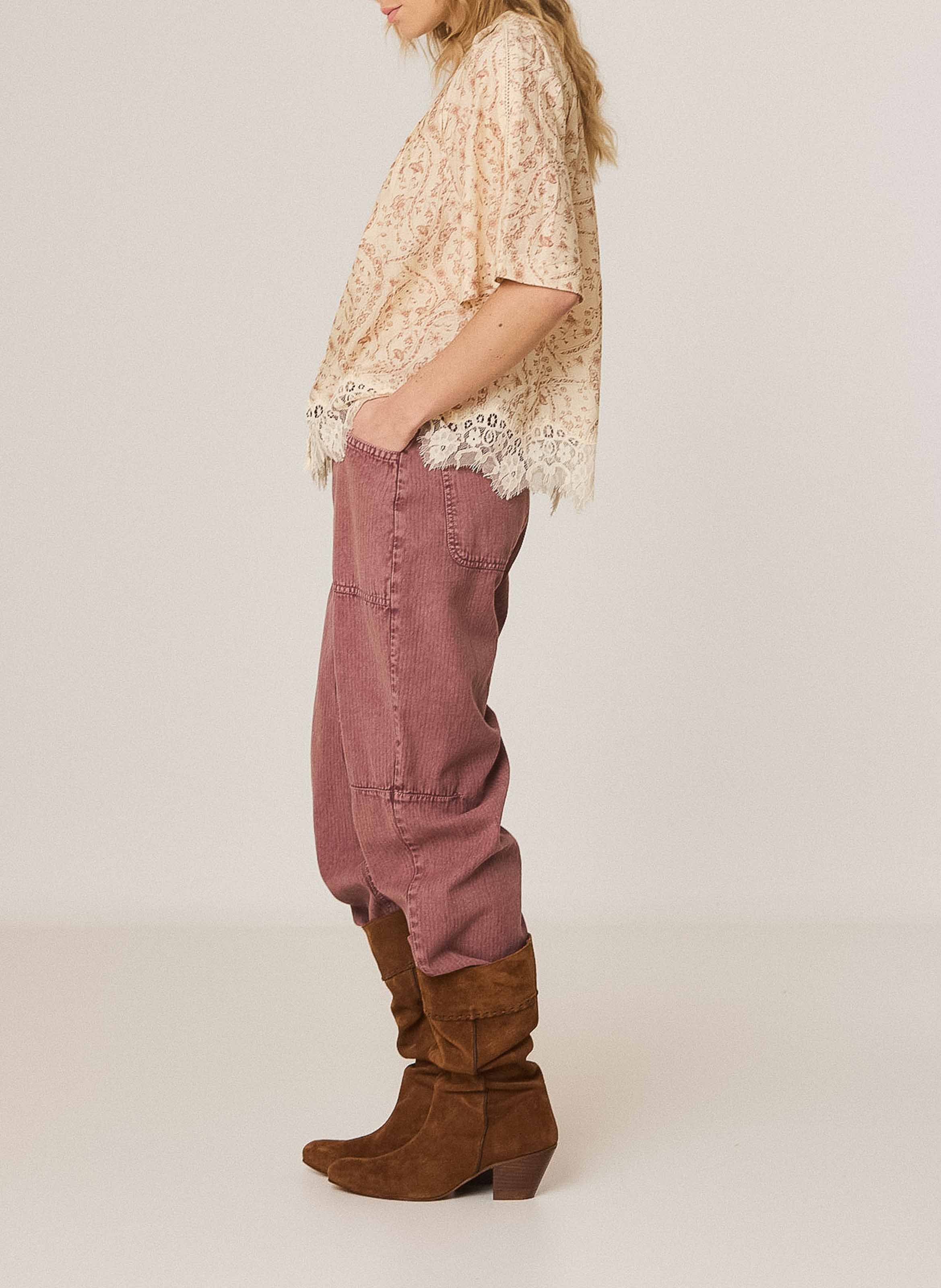 Oversized shirt in cotton and silk INDI & COLD Pink