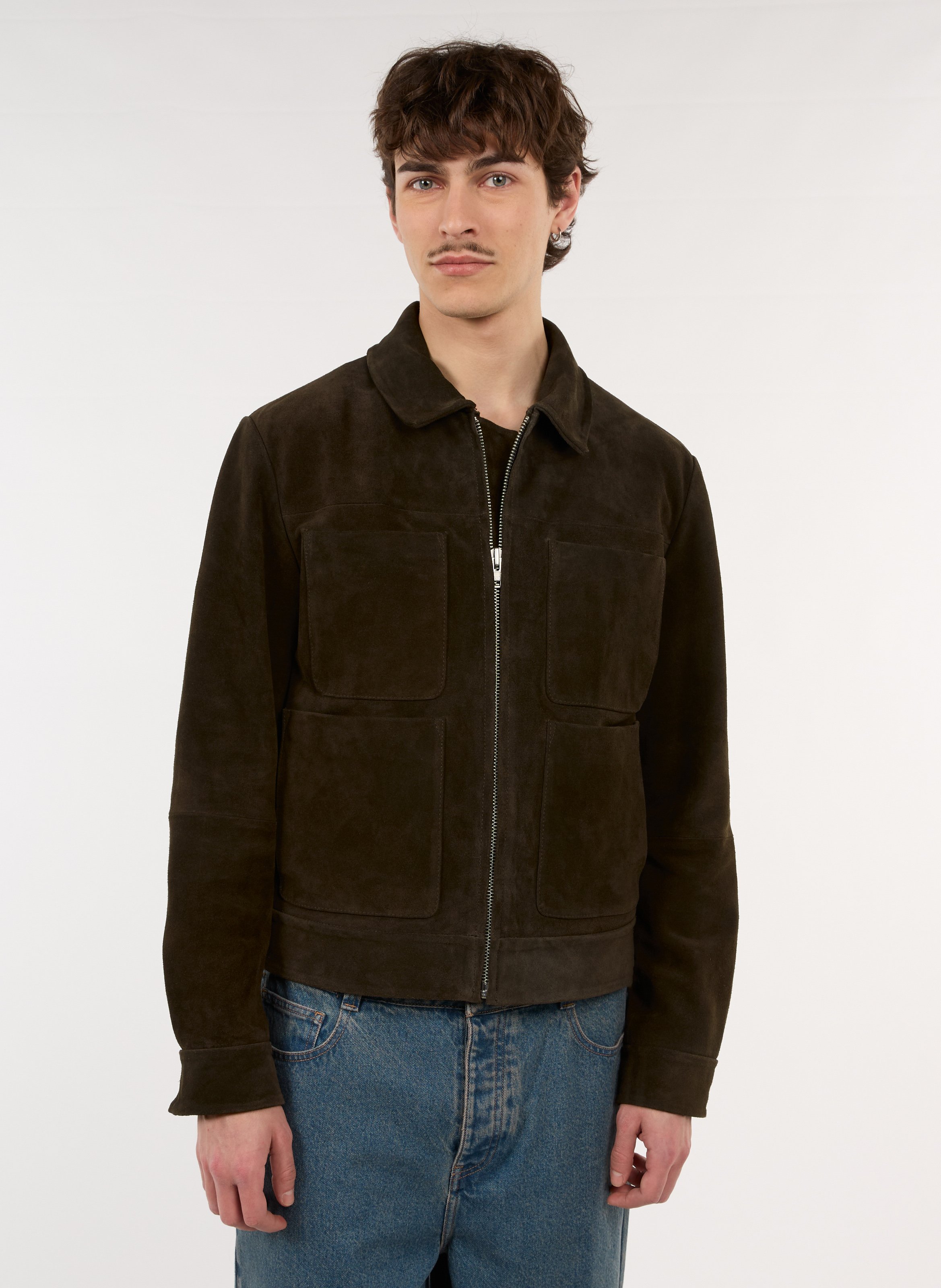 Gerade Lederjacke mit klassischem Kragen SAISON 1865 Braun