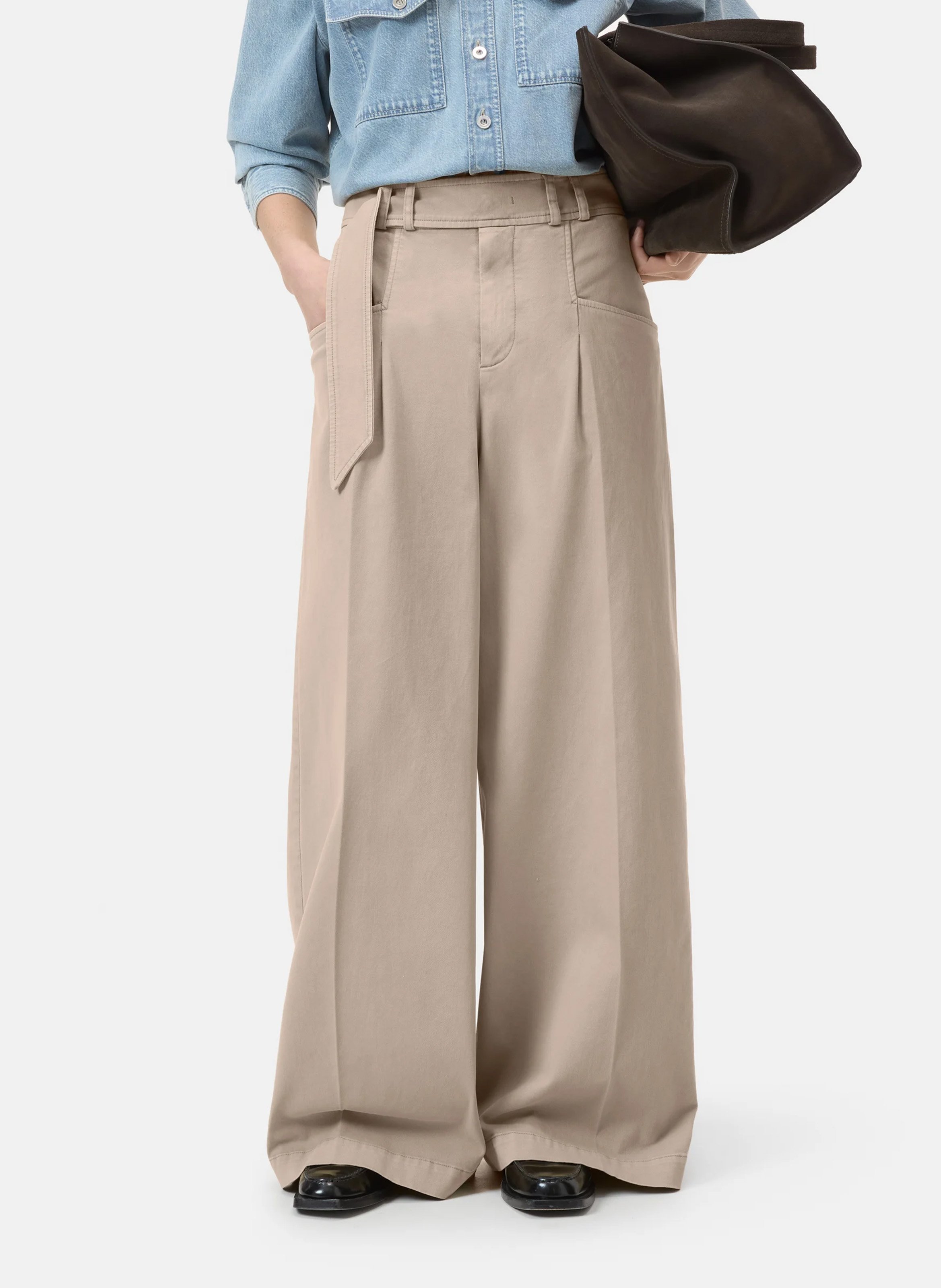 Pantalon large en coton bio mélangé CLOSED Beige