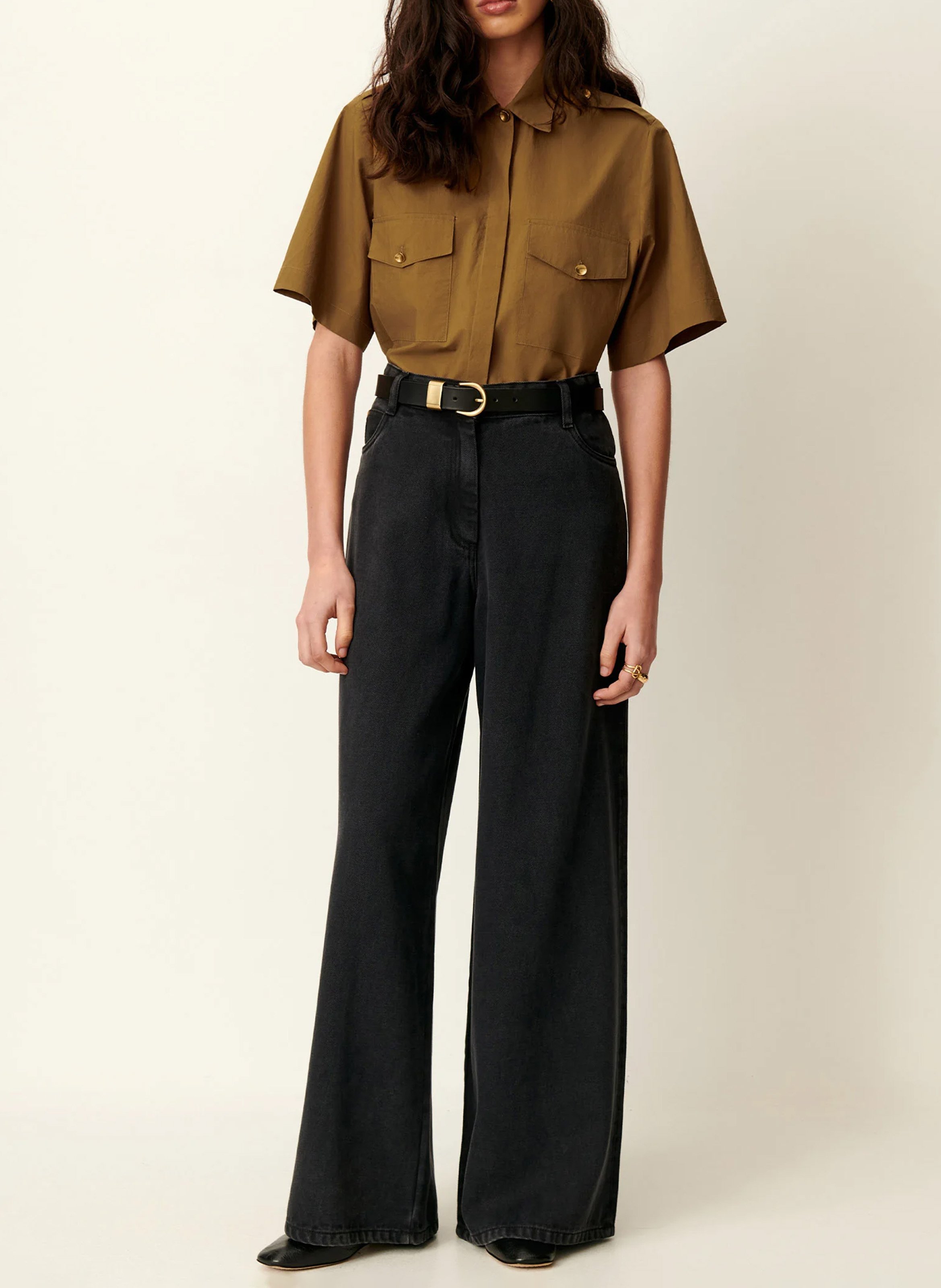 Wide-leg denim jeans SESSUN Black