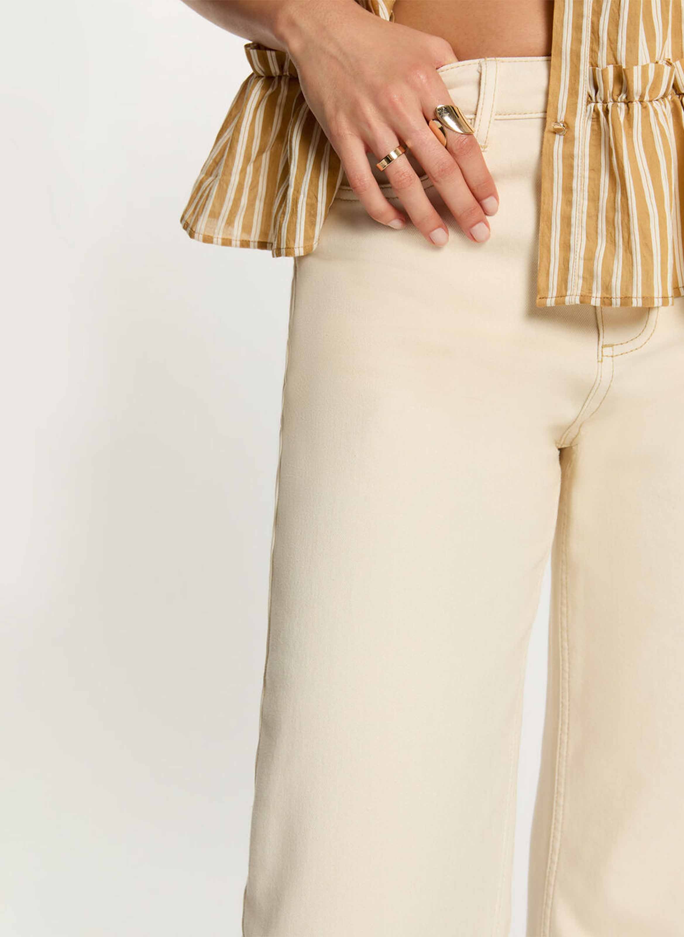 Cotton-blend flared jeans MORGAN Beige