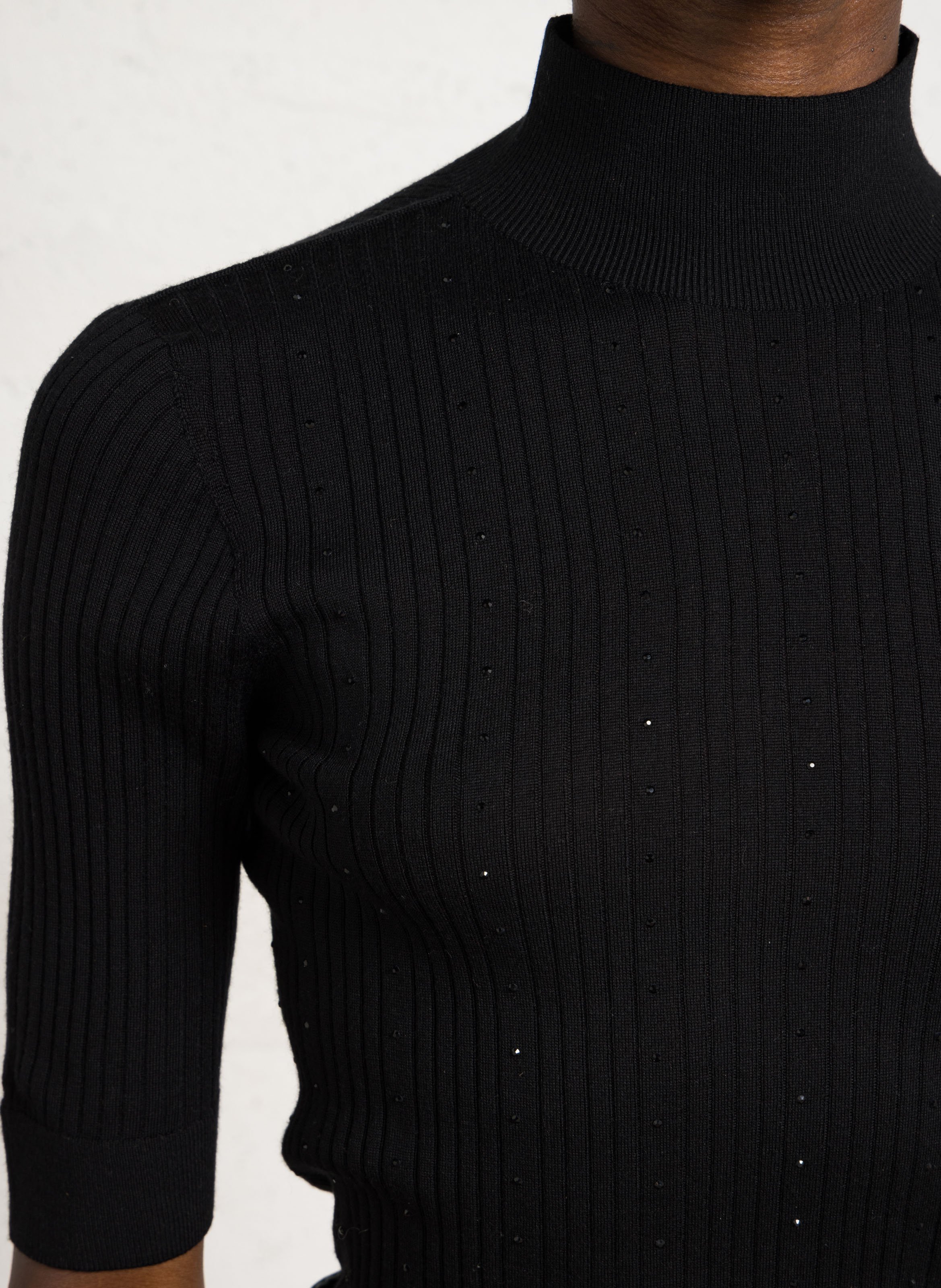 Top met korte mouwen met strass in wol LIU JO Zwart