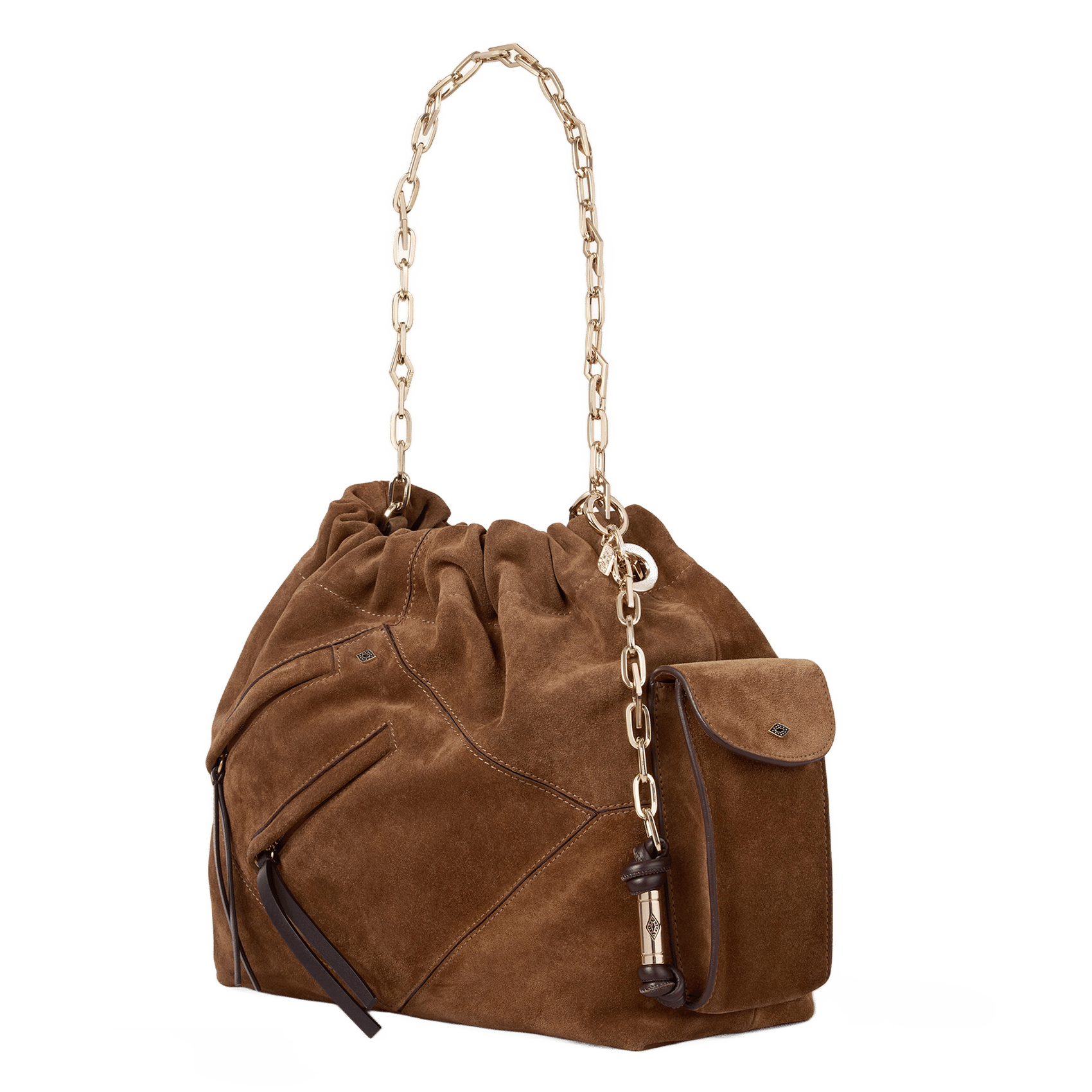 Leather shoulder bag BA&SH Brown