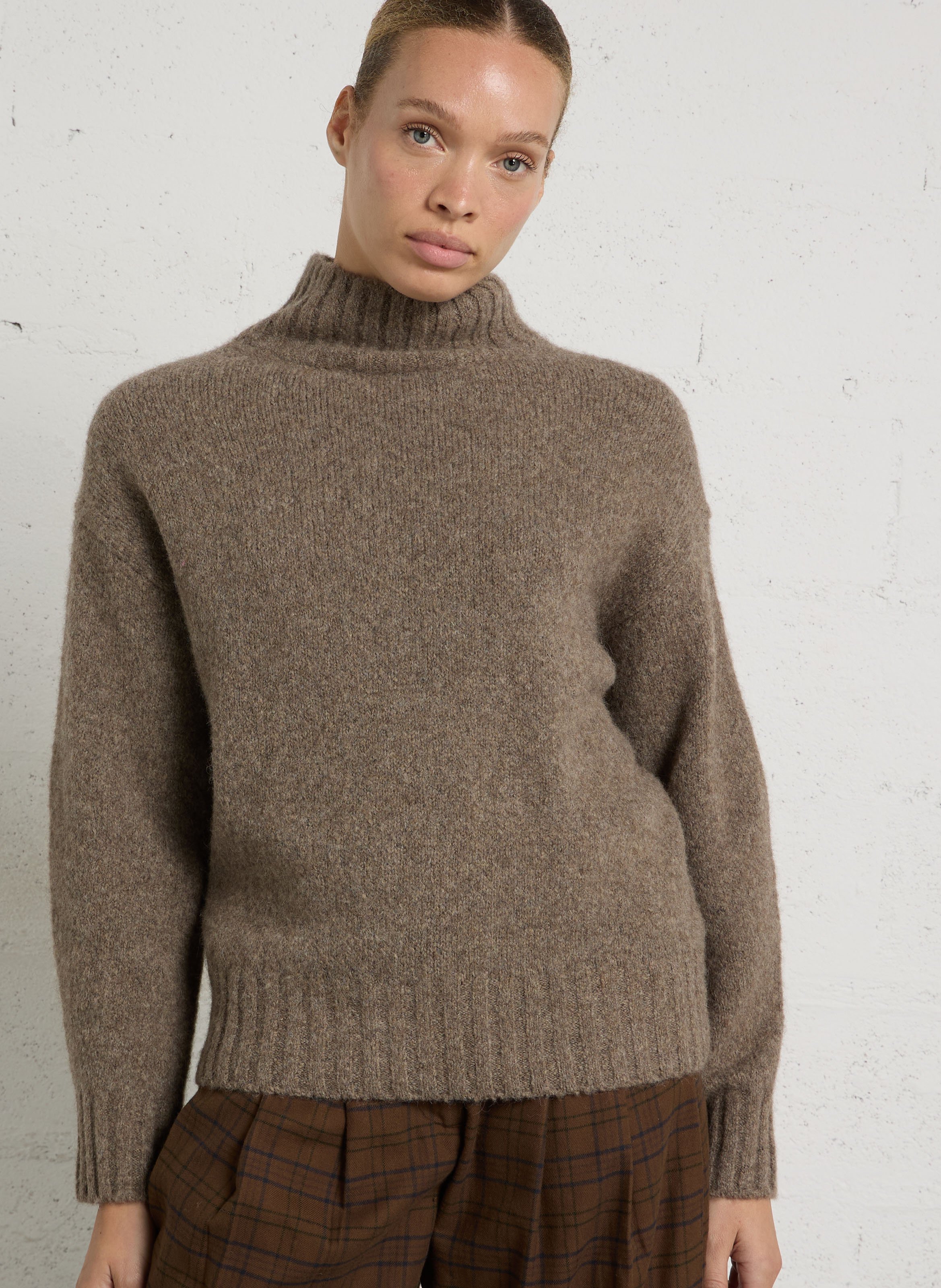 High-neck sweater in blended yak and alpaca JC SOPHIE Beige