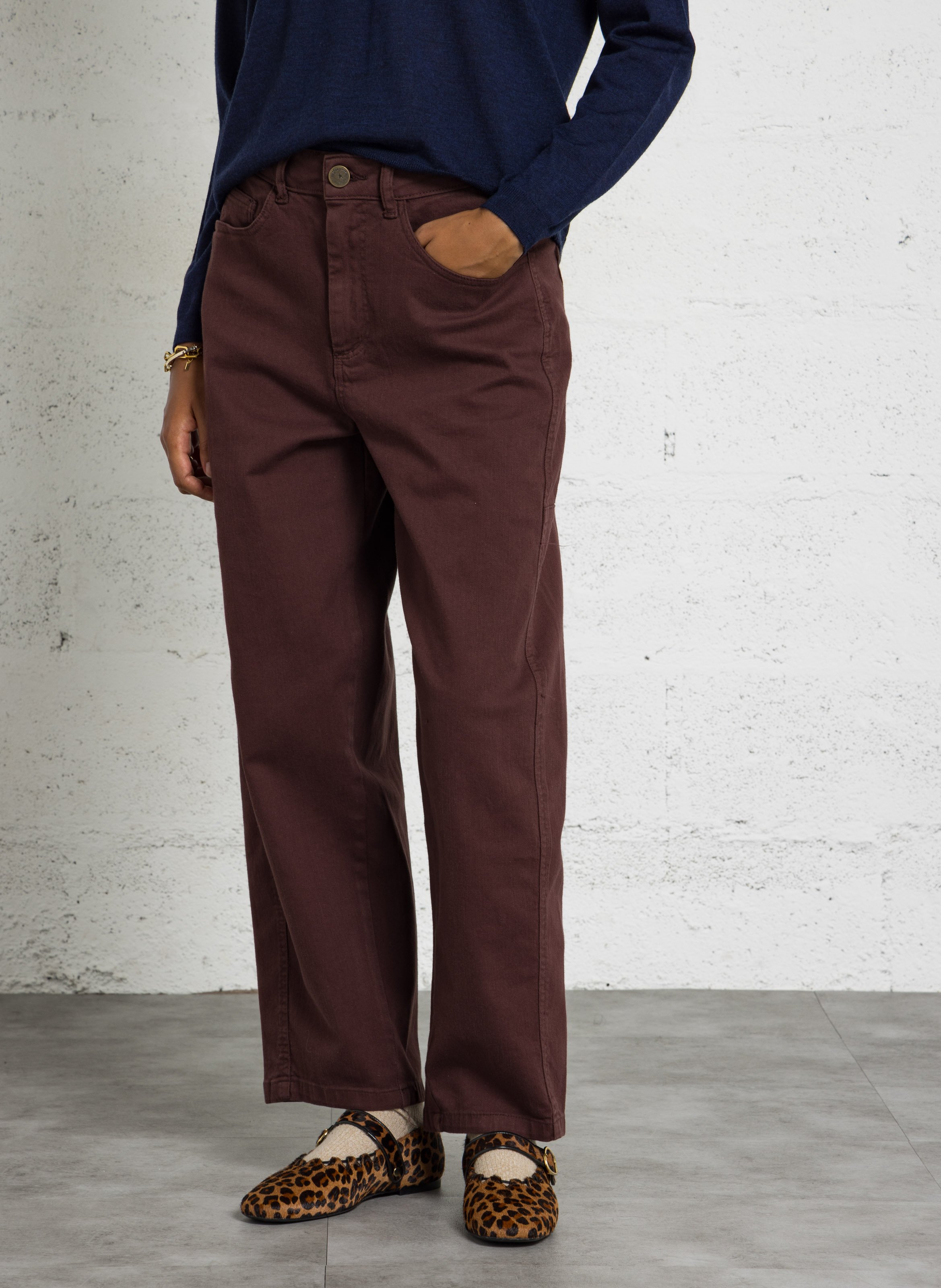 Weite High Waist Jeans aus Baumwoll-Mix SUD EXPRESS Braun