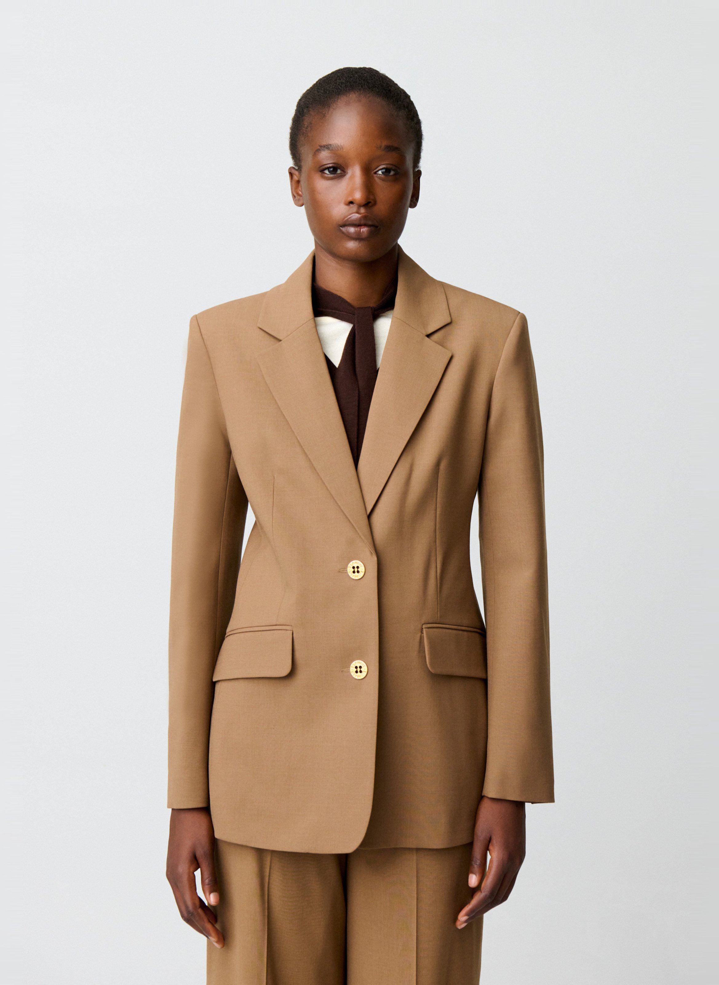 Veste blazer en laine mélangée CLAUDIE PIERLOT Beige