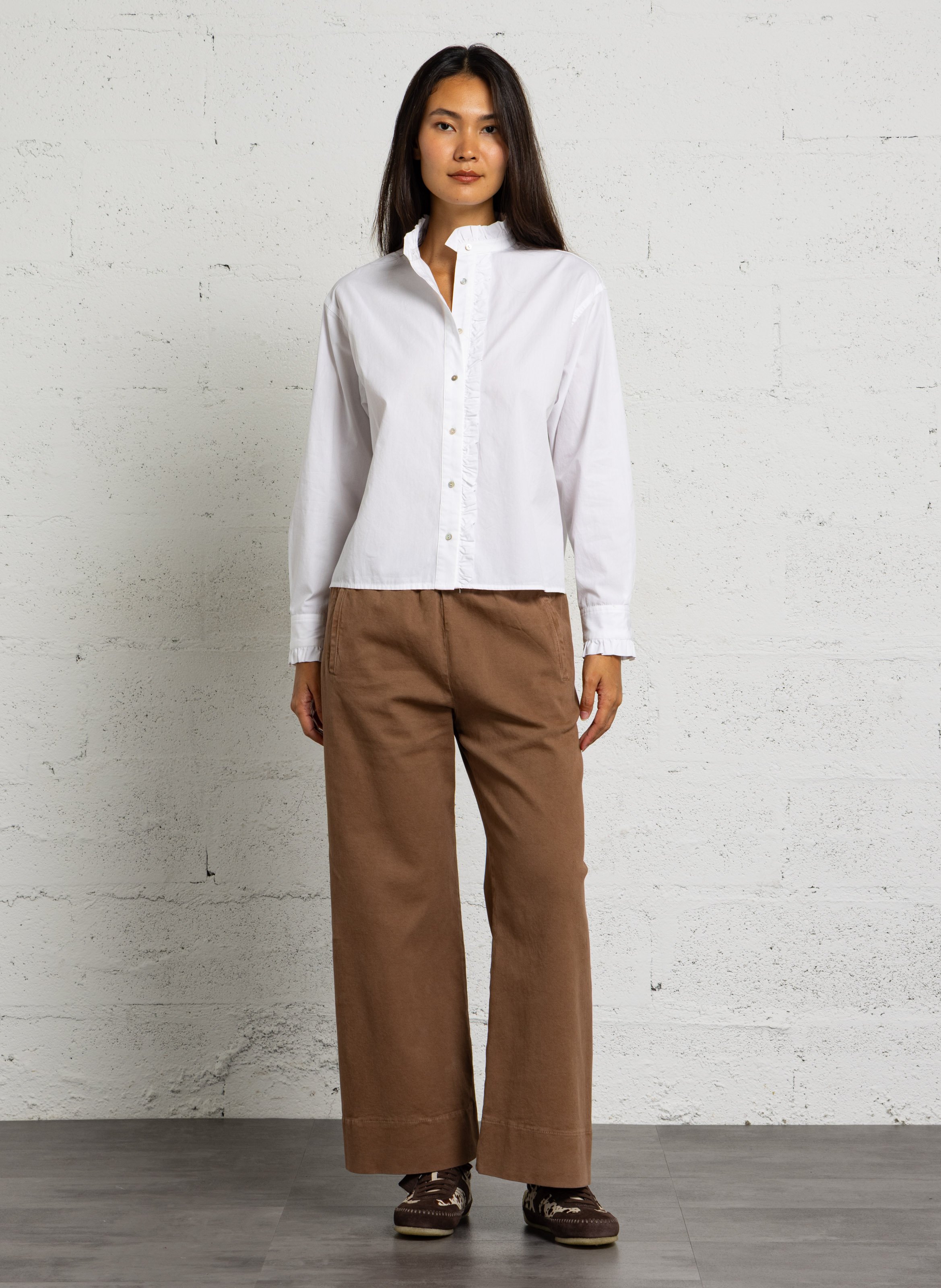 Rechte broek in effen katoenmix HOD PARIS Bruin