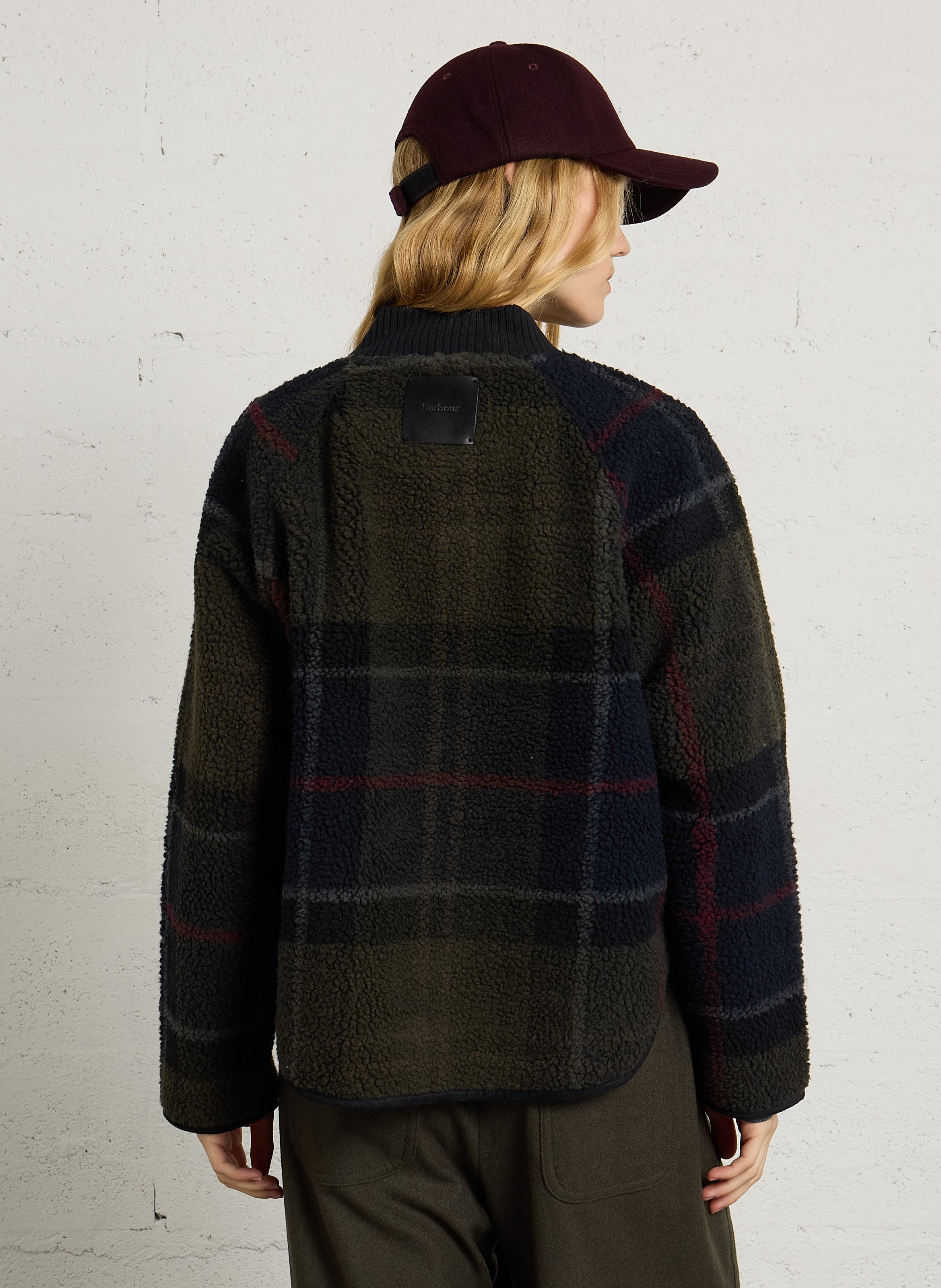 Fluffy checkered straight jacket BARBOUR Green