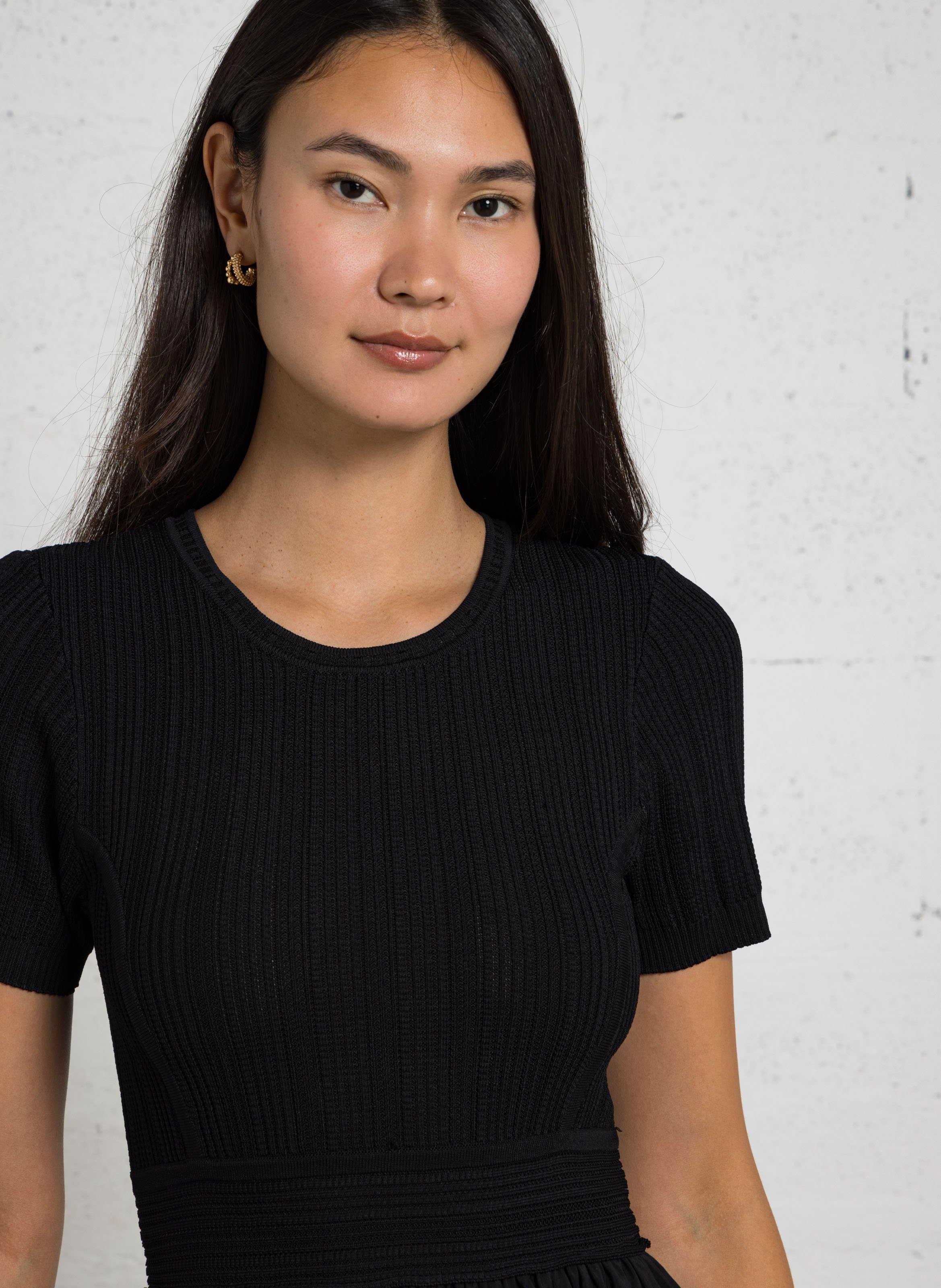 Robe longue bi-matière ample IKKS Noir