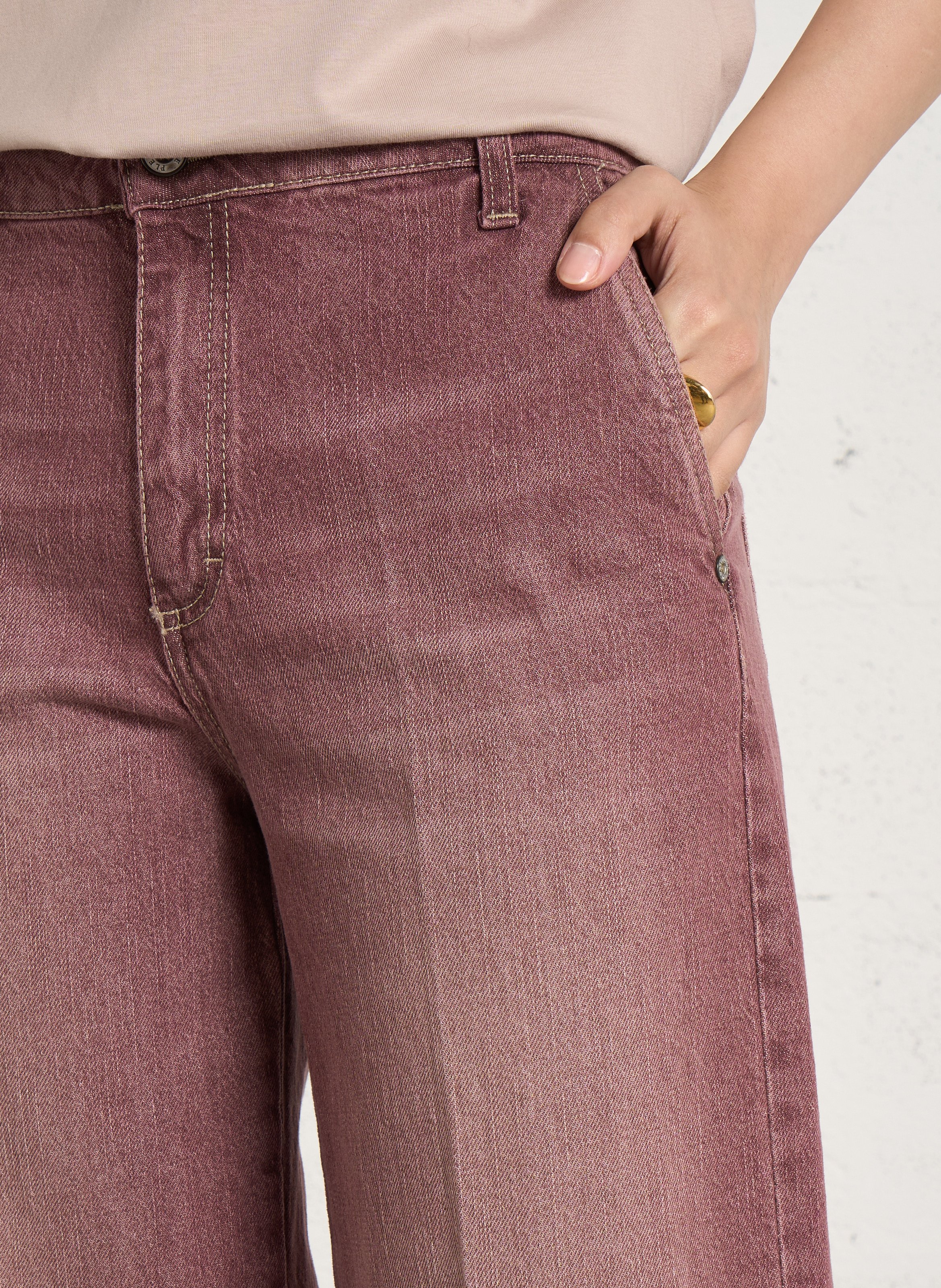 Wide-leg straight jeans in blended cotton PLEASE Purple