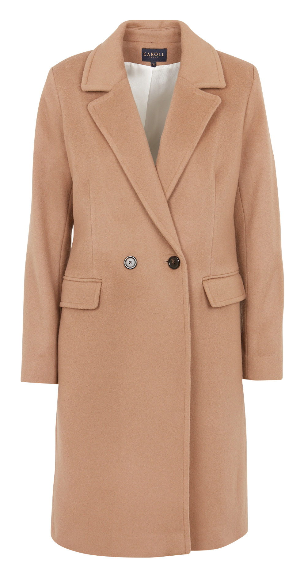 Manteau col tailleur CAROLL Marron