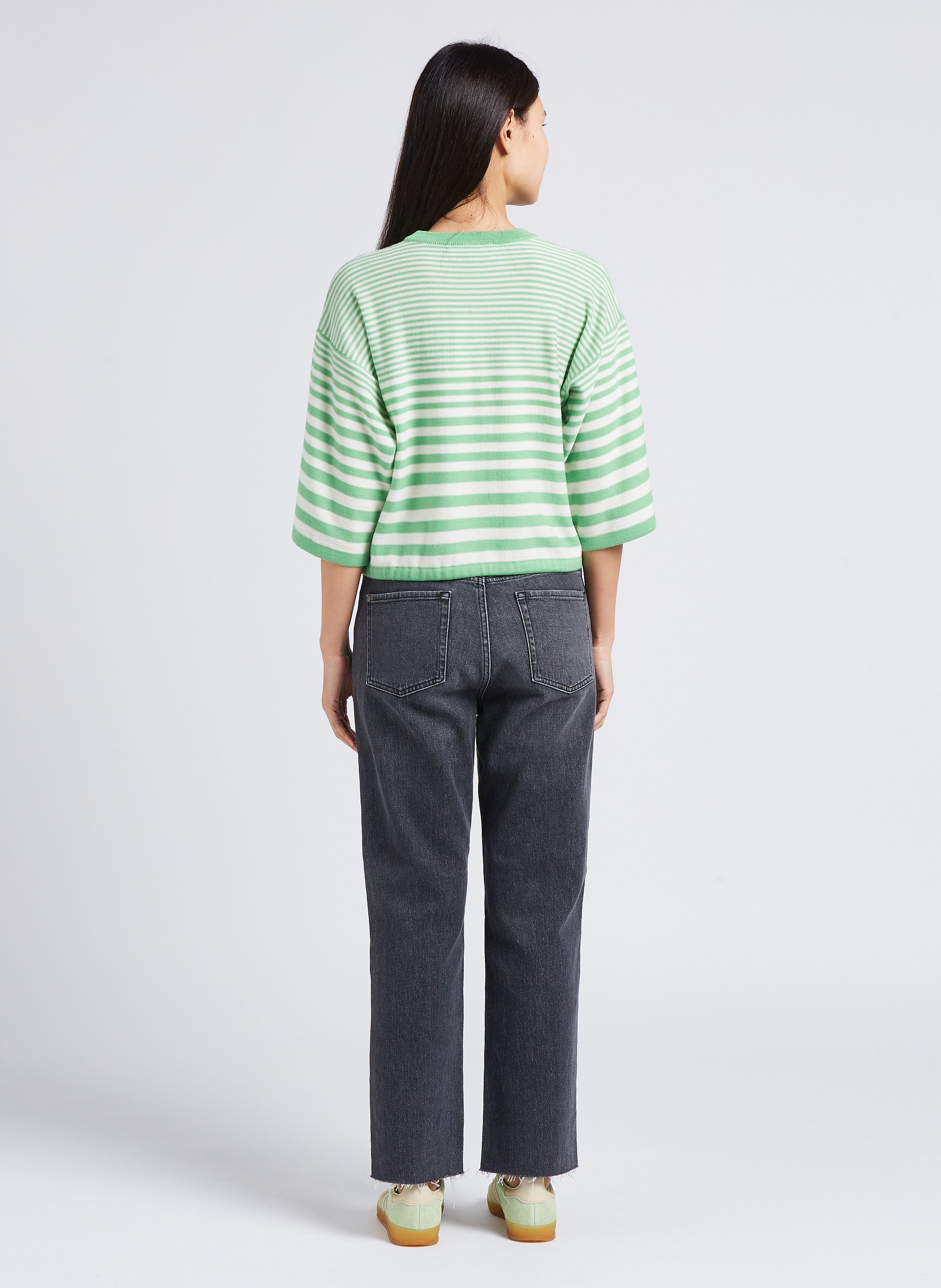 Cotton-blend straight jeans with decorative chain 7 FOR ALL MANKIND Grey