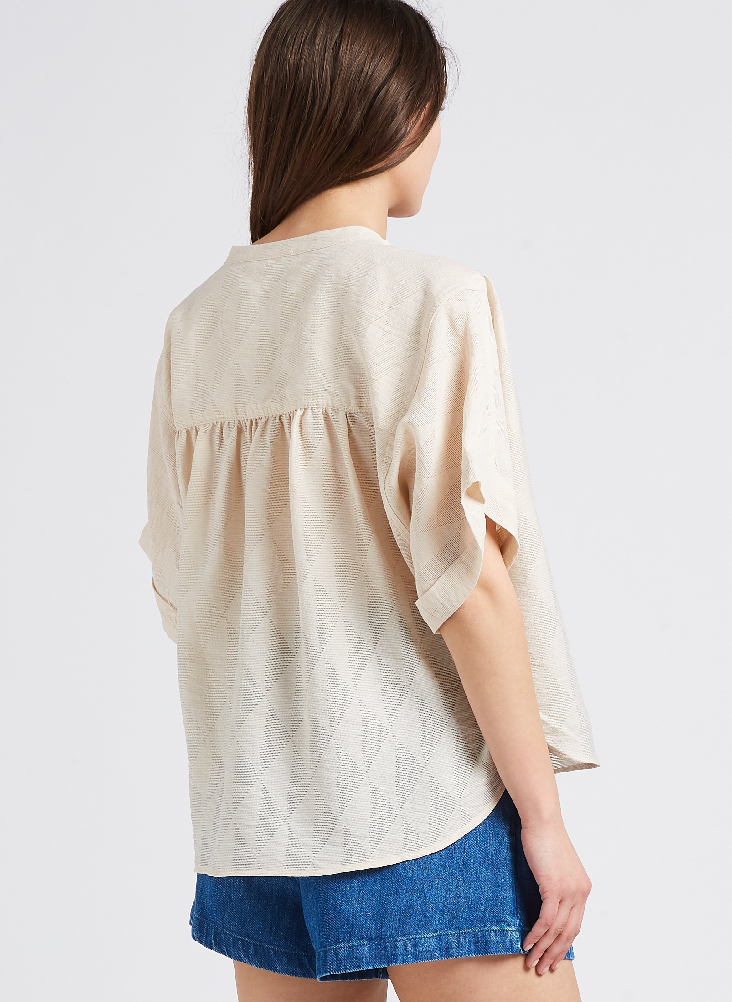 Loose-fit blouse with mandarin collar BY BAR Black