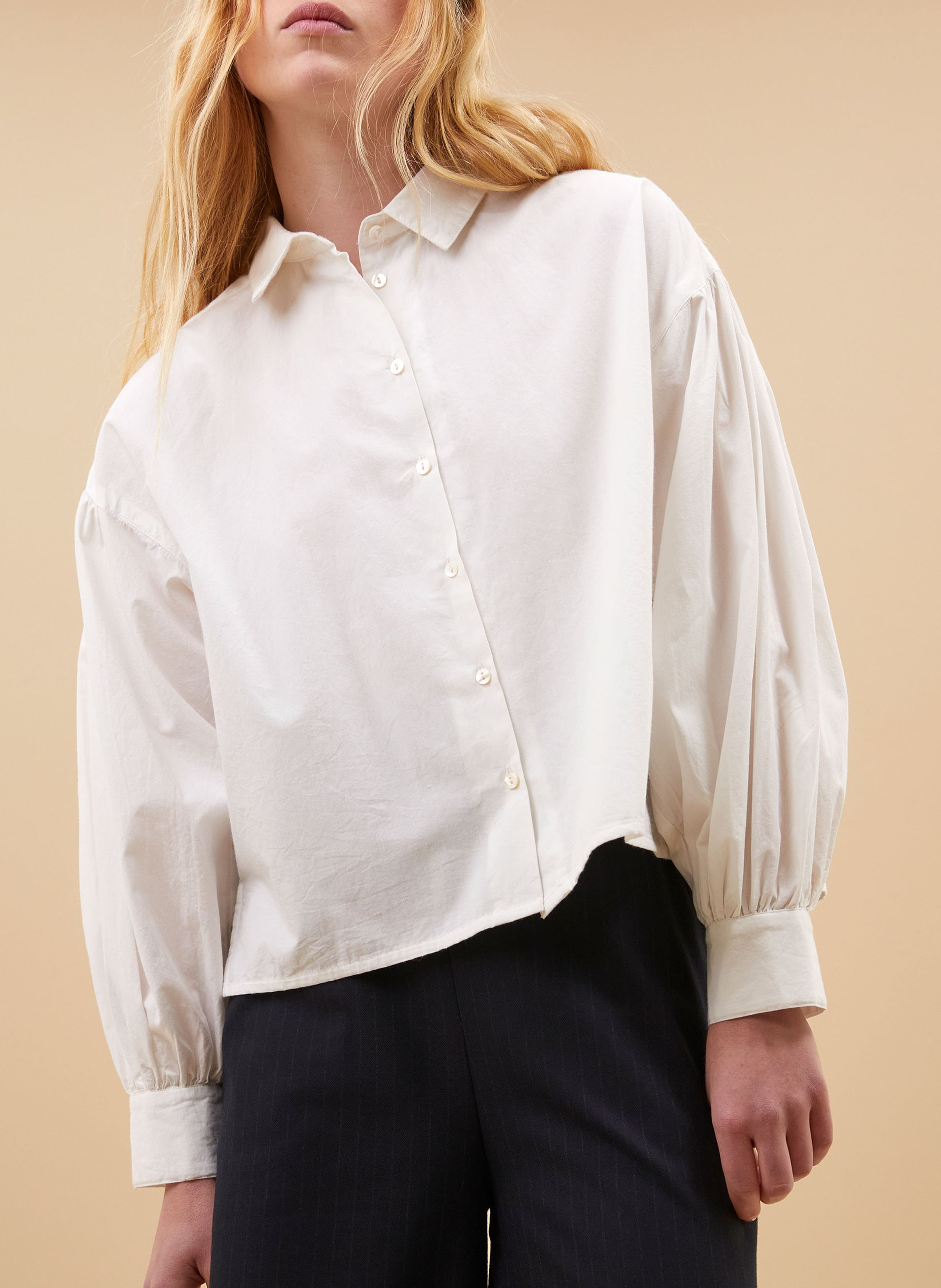Oversized short cotton shirt BY BAR White