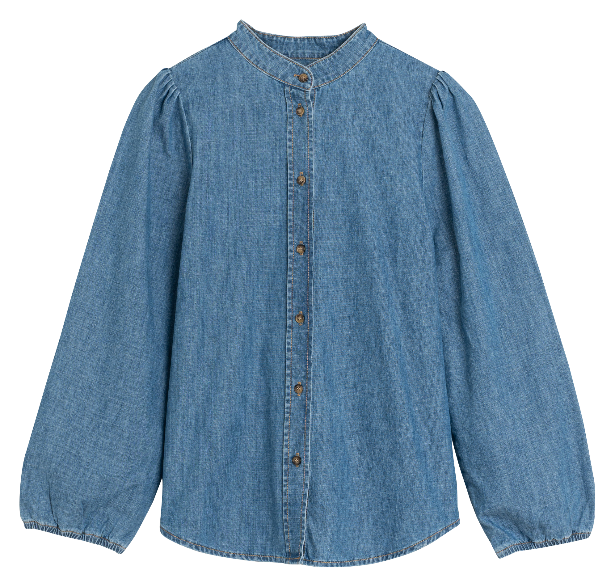 Chemise droite en denim de coton INDI & COLD Bleu