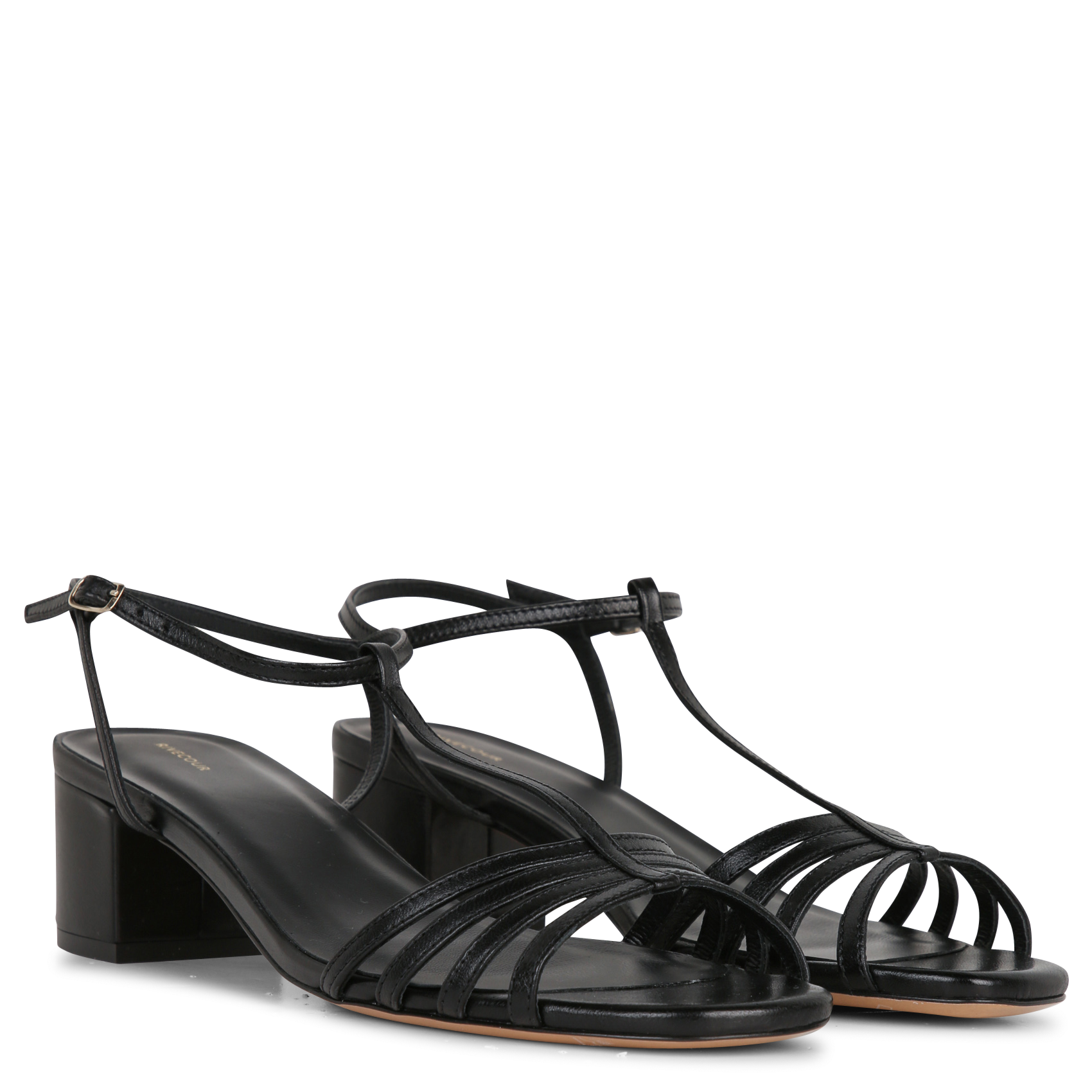 Sandales à talon en cuir RIVECOUR Noir