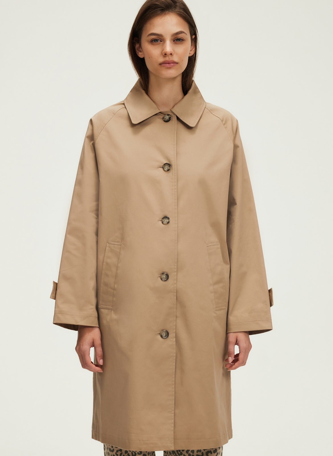 Trench met opstaande kraag van gemengd katoen PABLO Beige