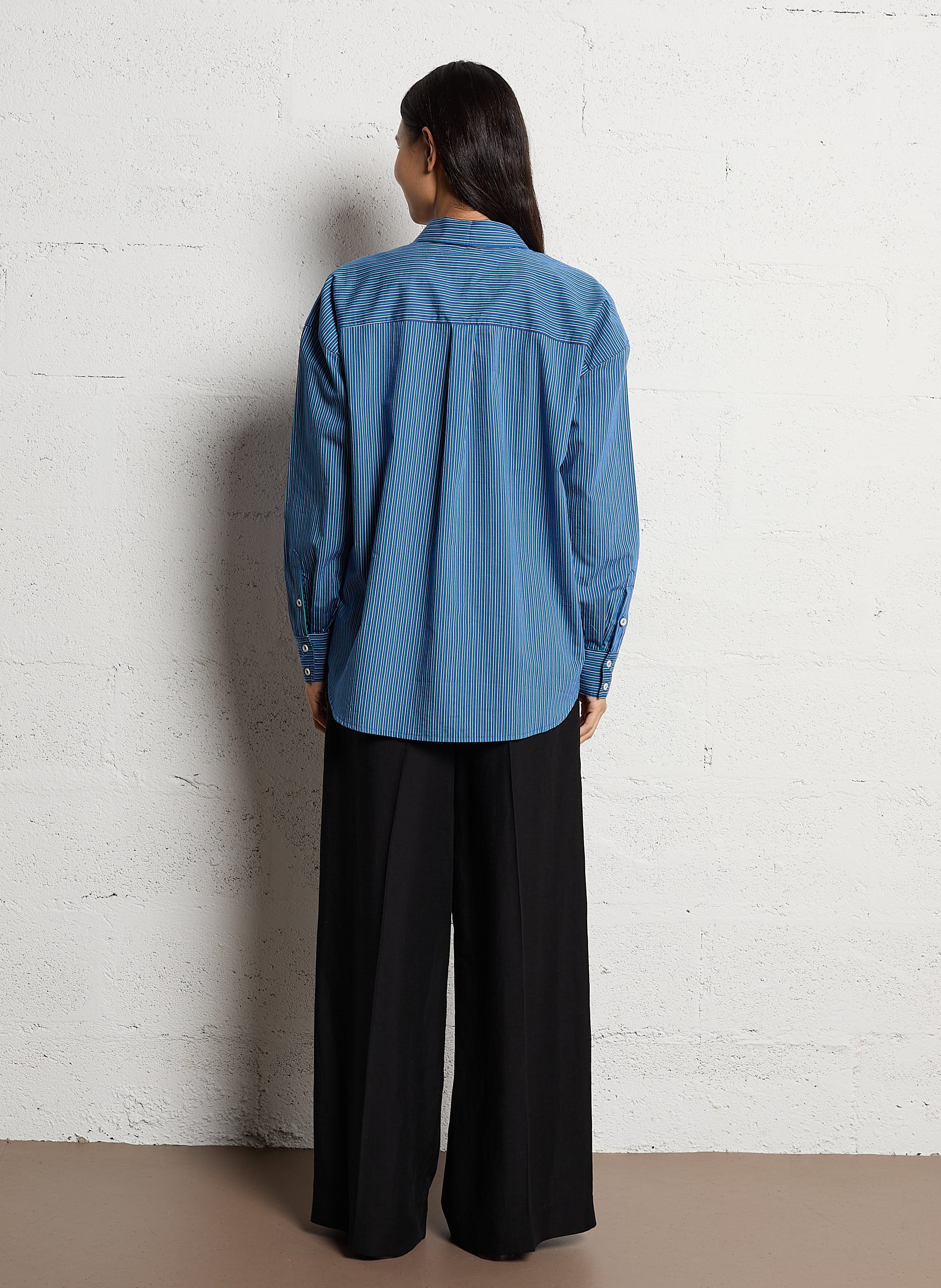 Oversized gestreepte katoenen blouse BELLEPIECE Blauw