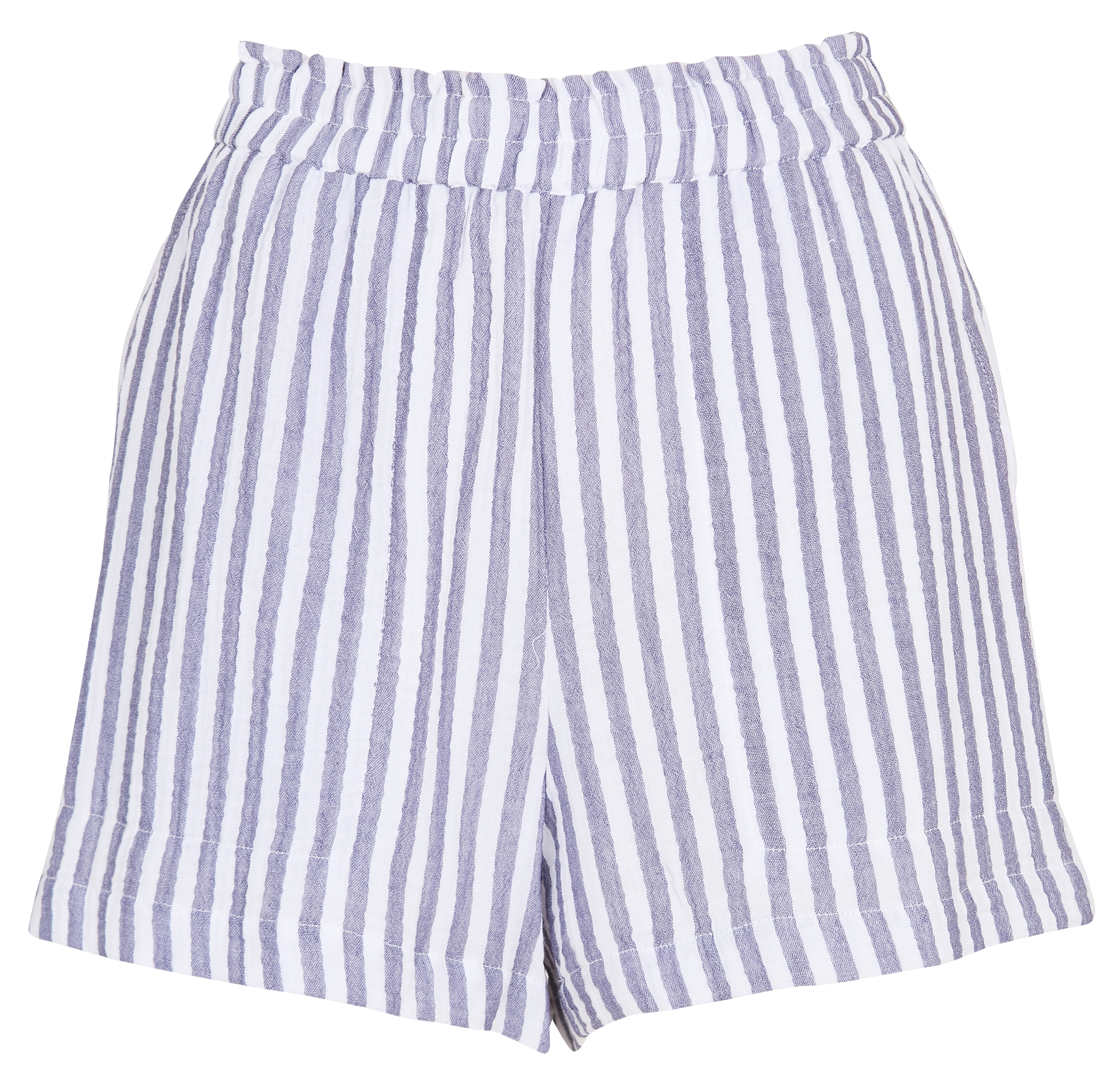 Korte hoge taille gestreepte biologische katoenen broek Grijs