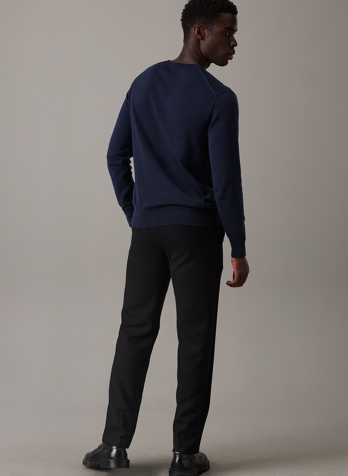 Sweat droit col rond en coton CALVIN KLEIN Bleu