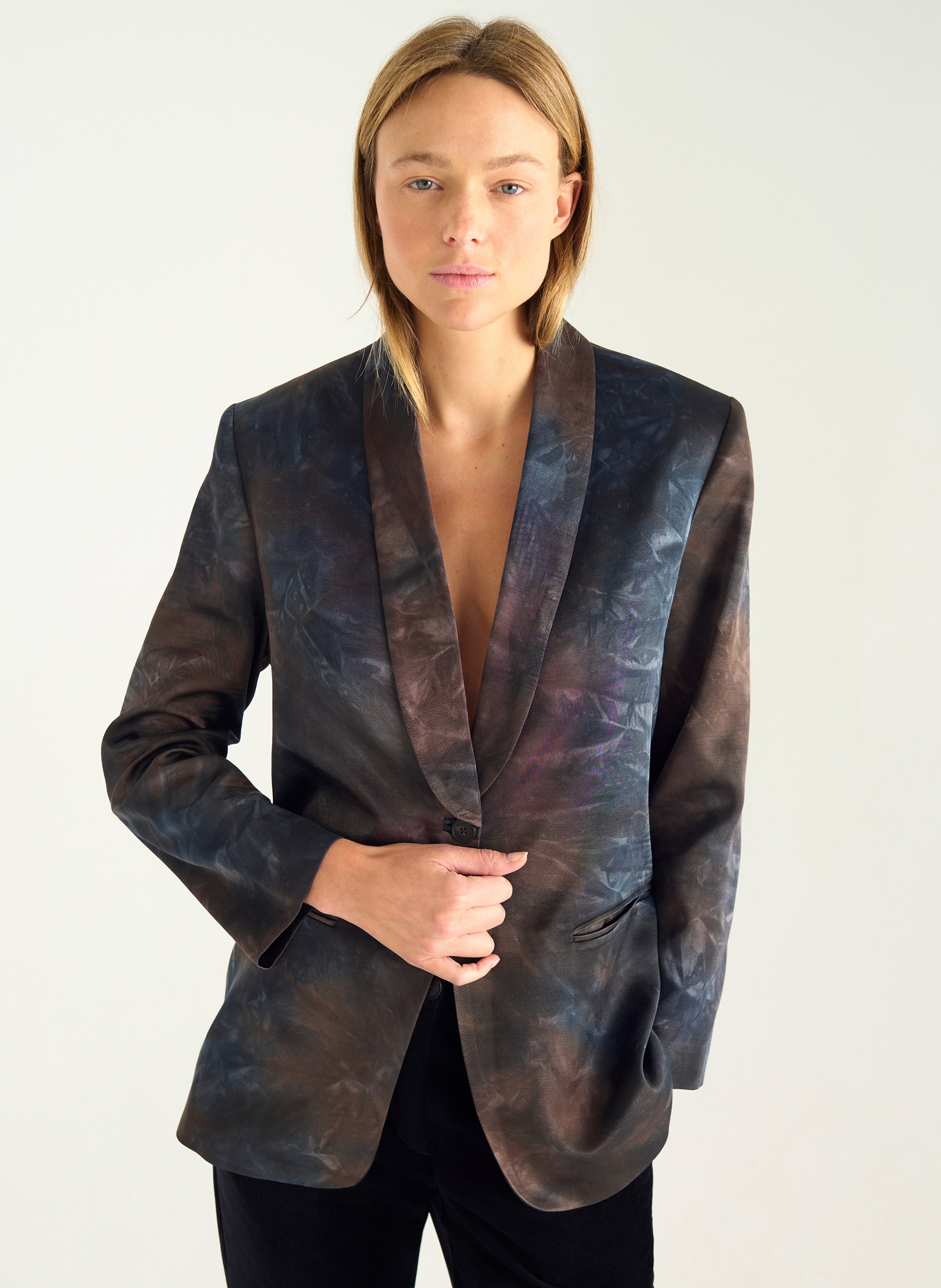 Bedruckter Fließblazer ACOTE Schwarz