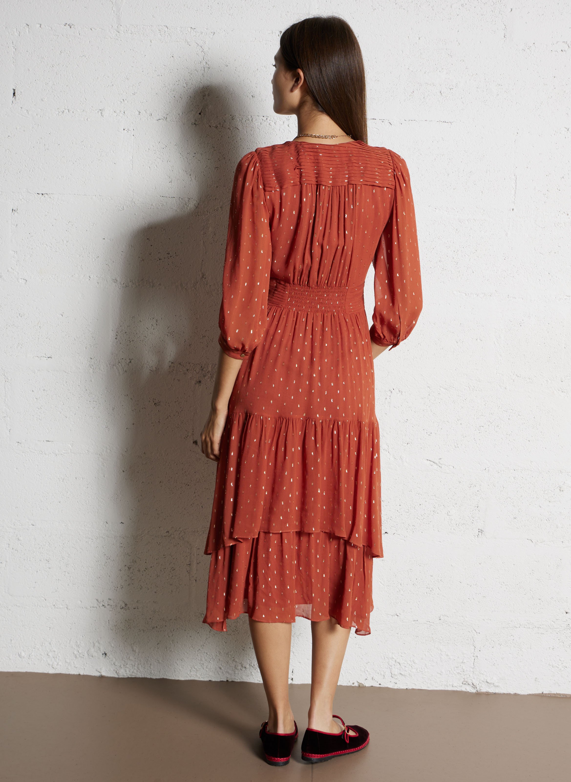 Robe longue col V BA&SH Marron