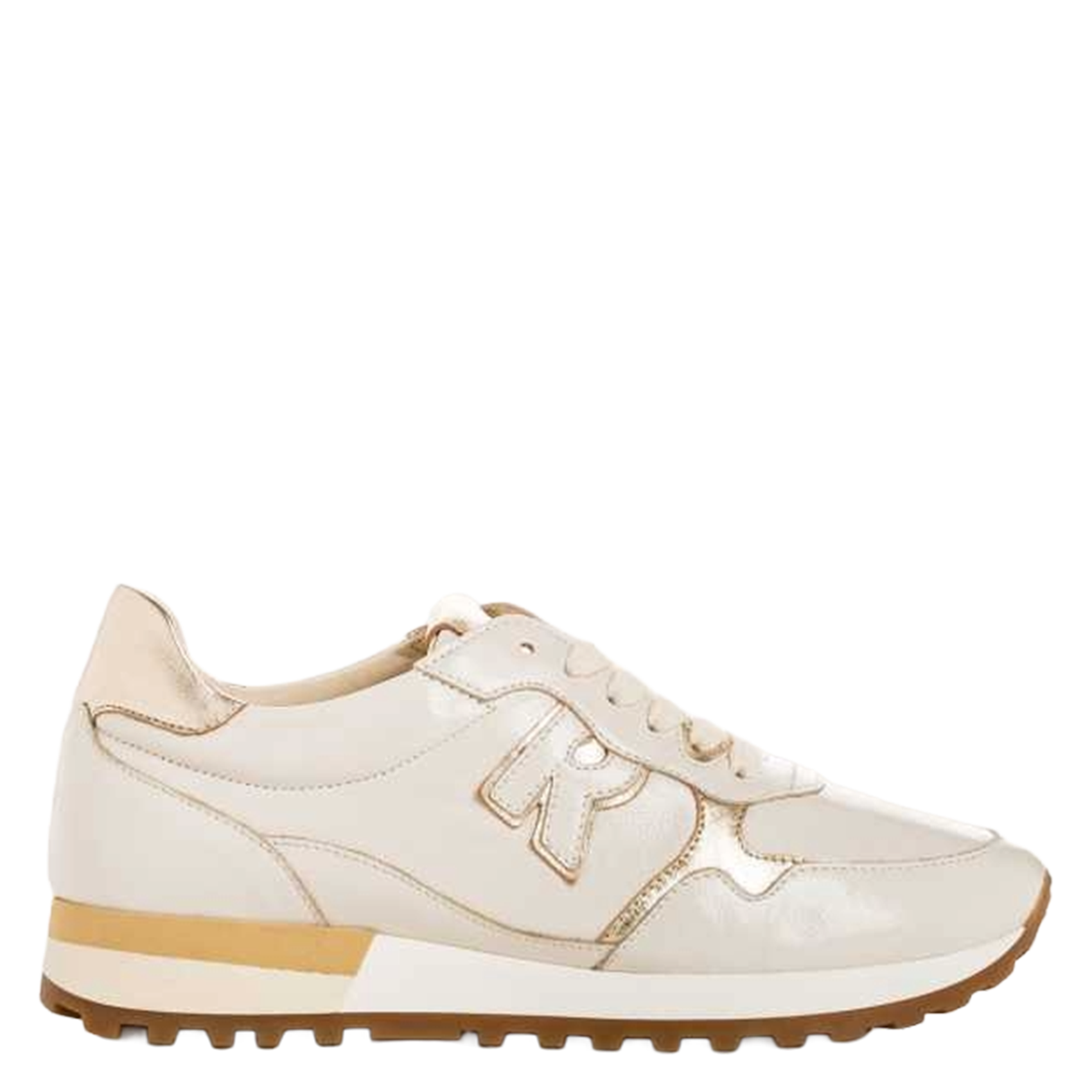 Lage sneakers van metallic leer REQINS Beige