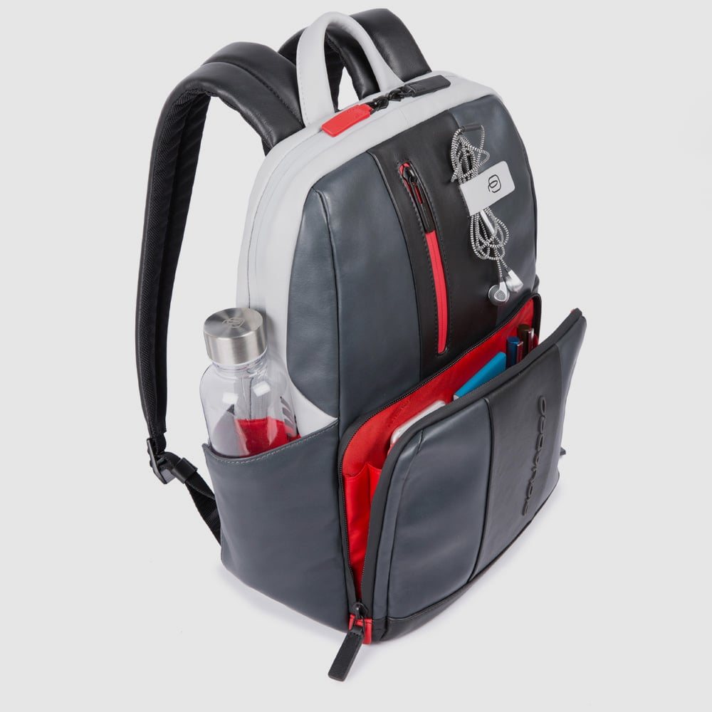 Leather backpack PIQUADRO Grey